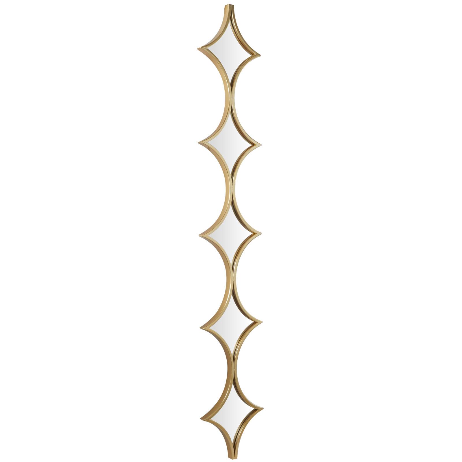 Gold Metal Slim Stacked Chain 5 Layer Wall Mirror with Diamond Pattern 10" x 1" x 59"