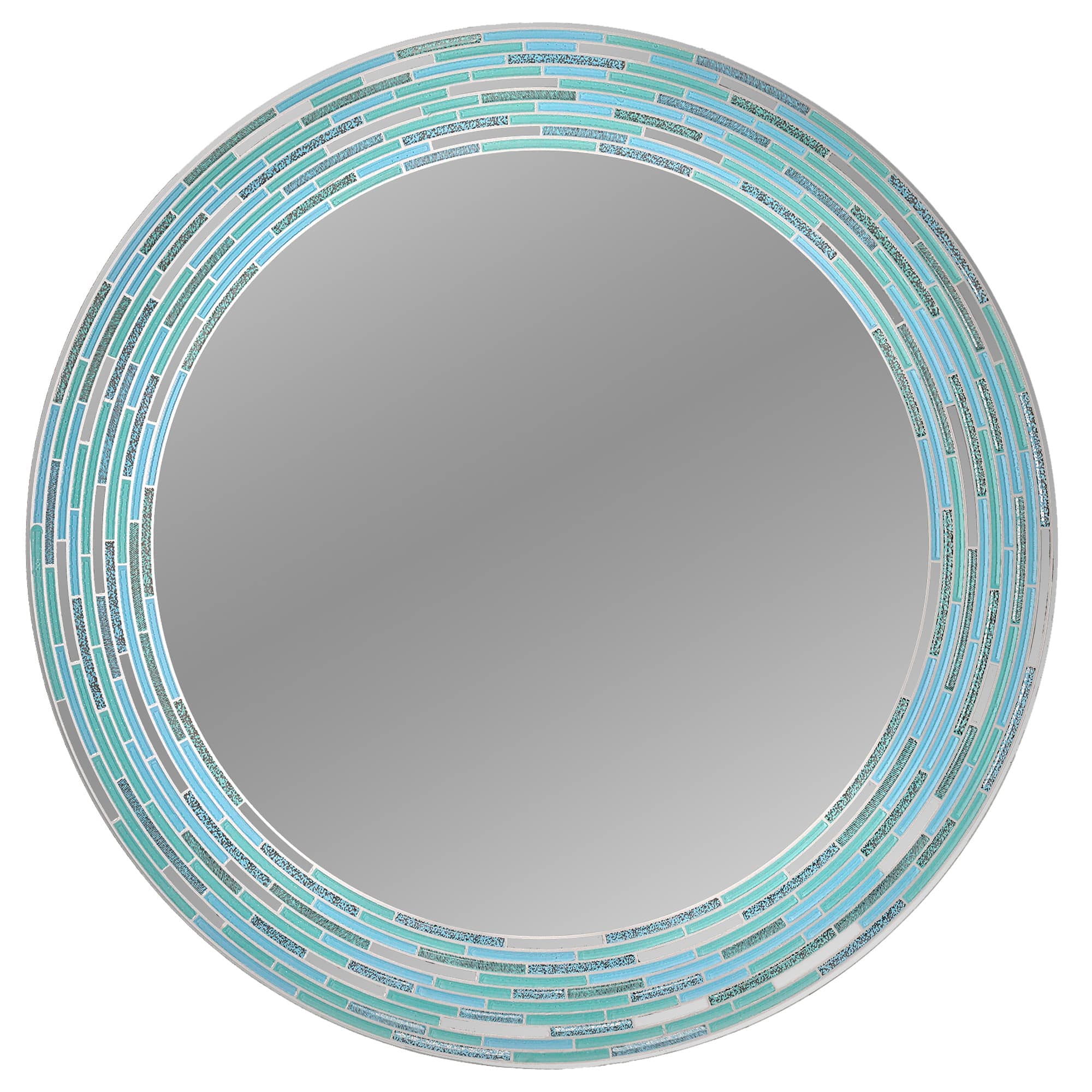 Head West Sea Glass 2 Tile Framed Round Wall Vanity Mirror - 30" x 30"