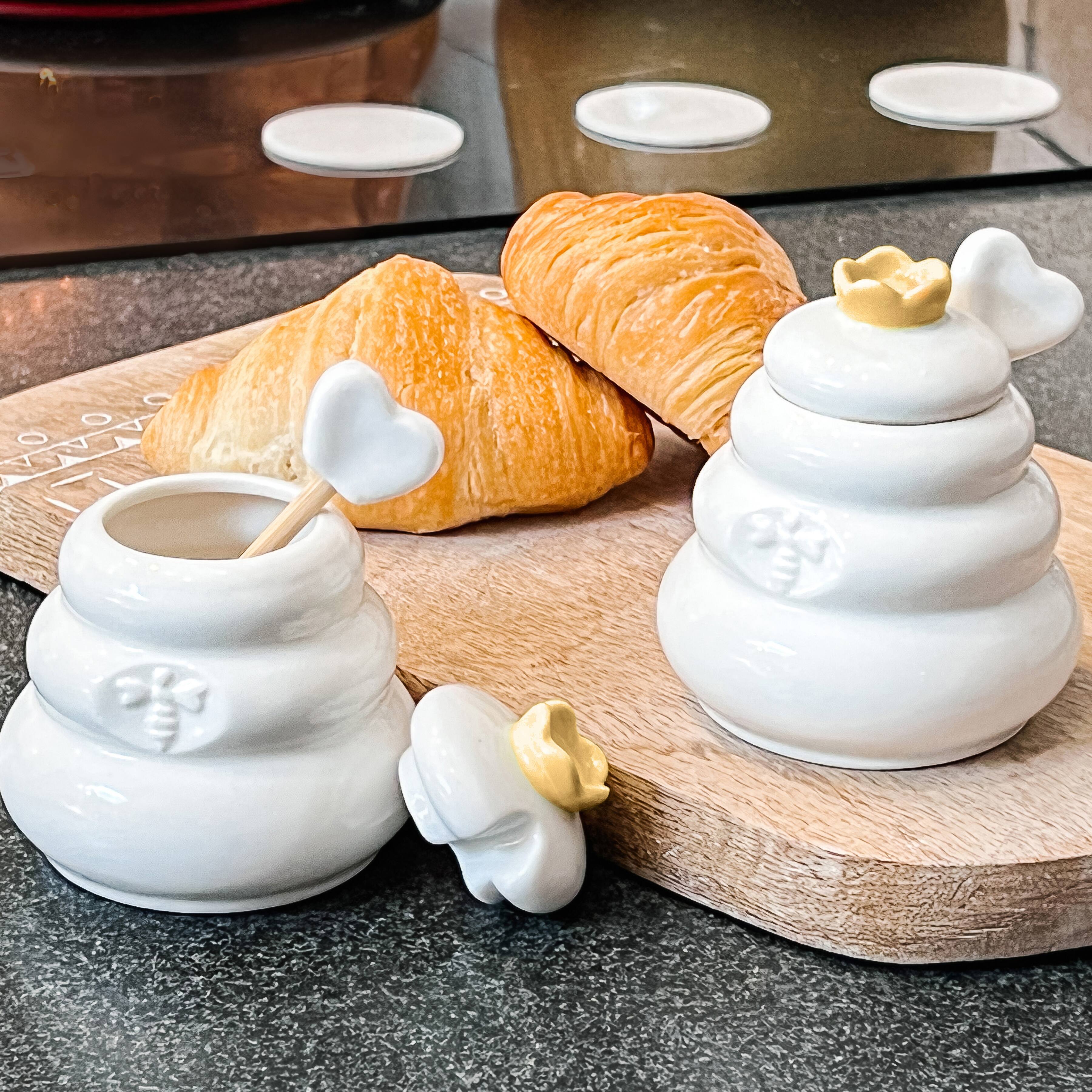 Kate Aspen&#xAE; Bee Hive Ceramic Mini Honey Jar &#x26; Dipper Set, 2ct.