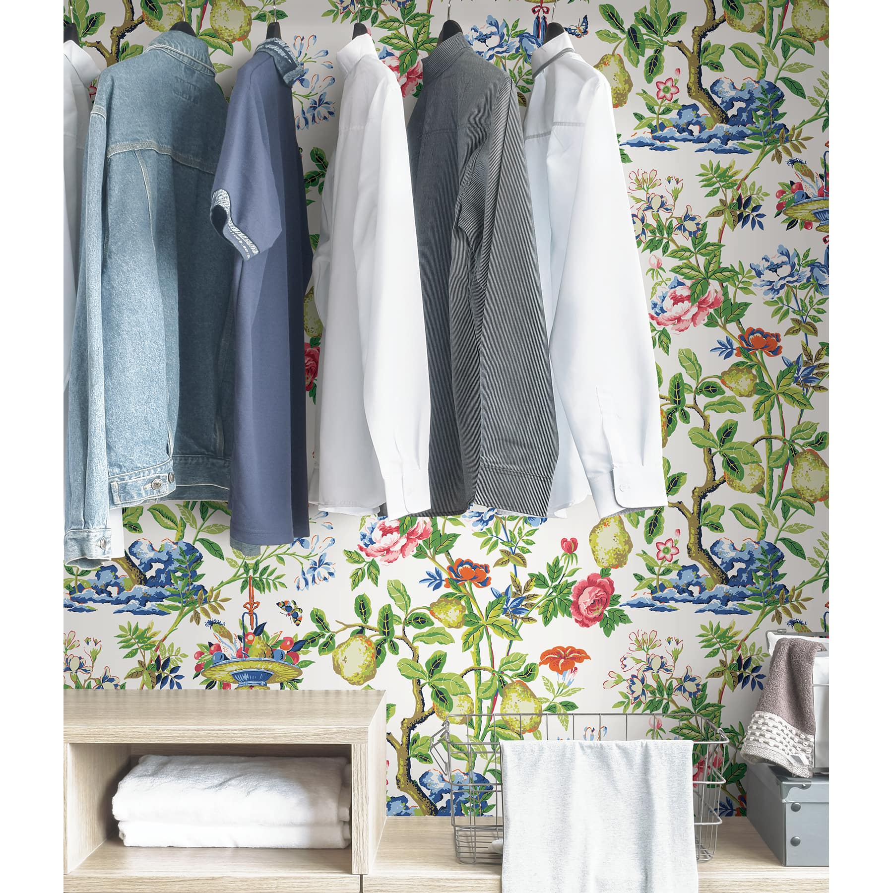 Wallpops Bloom Shantung Garden Scalamandre Self Adhesive Wallpaper