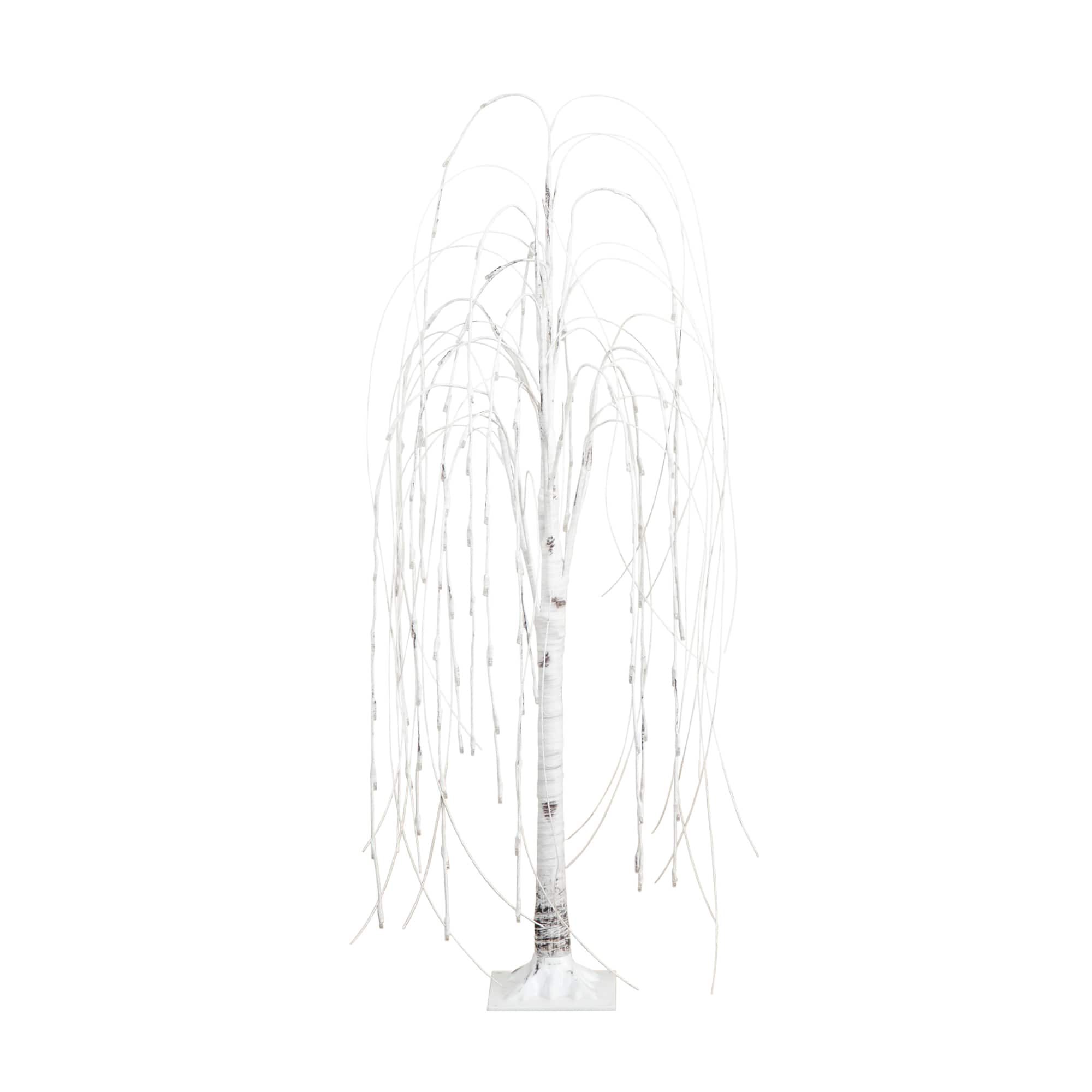 4ft. Pre-Lit White Weeping Willow Artificial Christmas Tree, Warm White LED Lights