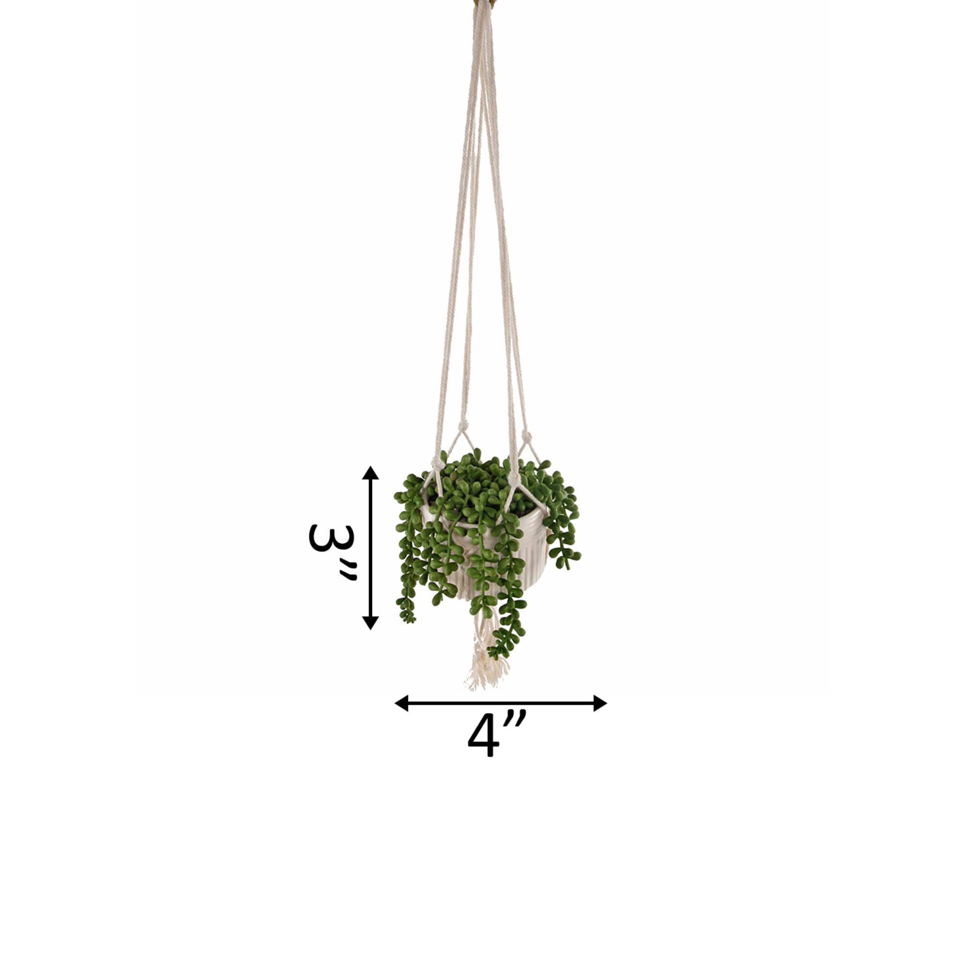 Flora Bunda® 5.5" String Of Pearls Macramé Hanging Ceramic Donkey Tails