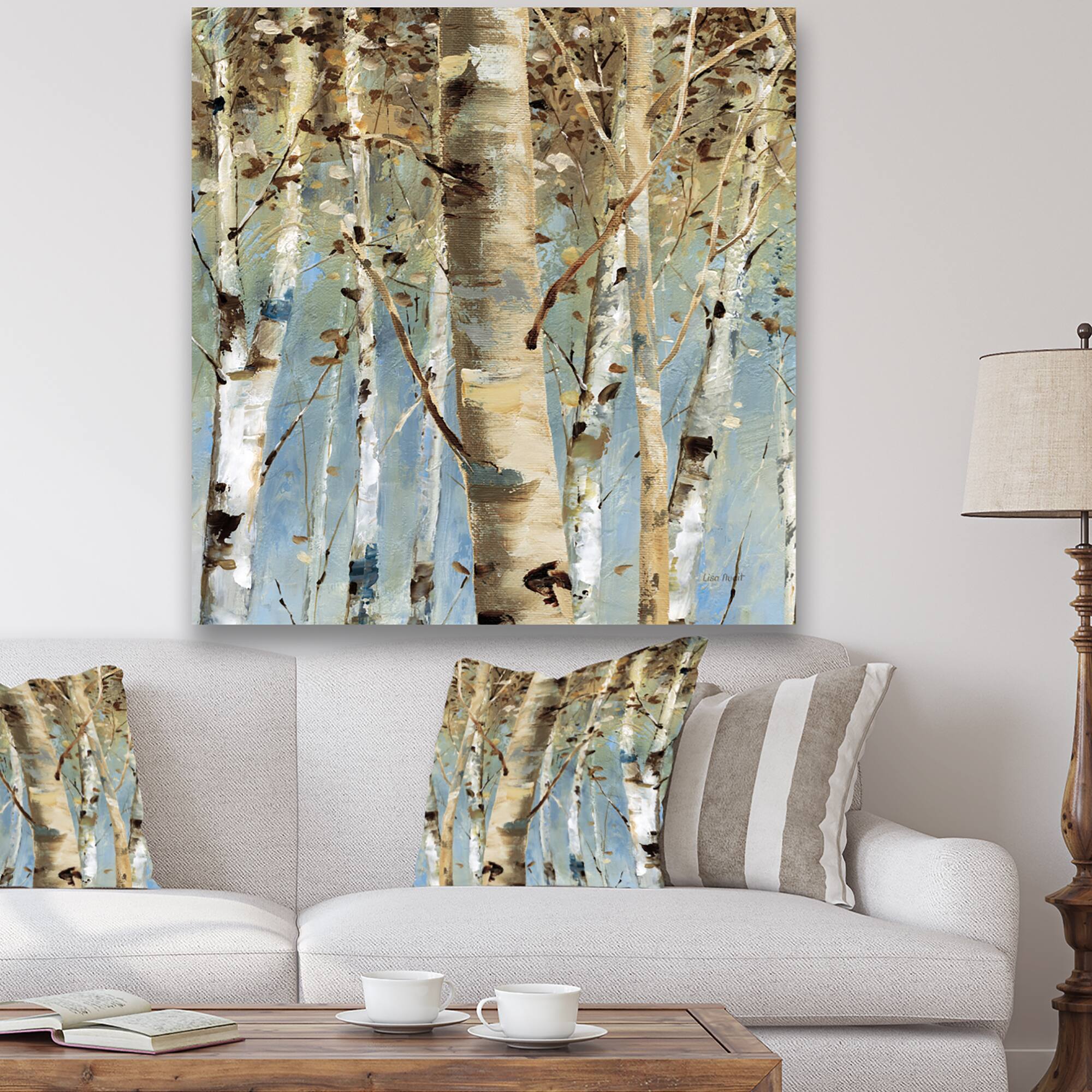 Designart - White Birch Forest II - Modern Farmhouse Premium Canvas Wall Art