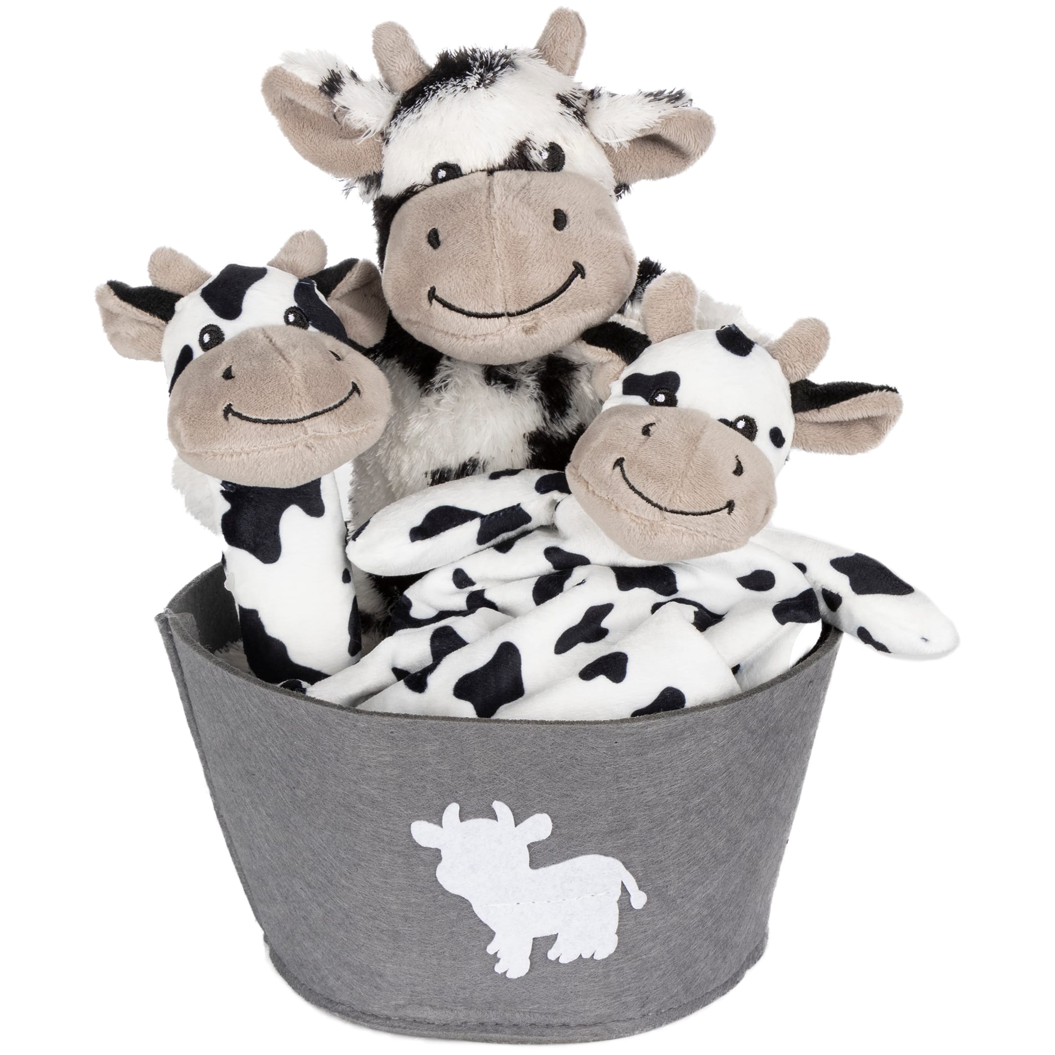 Trend Lab&#xAE; Cow 4 Piece Plush Gift Set Bucket