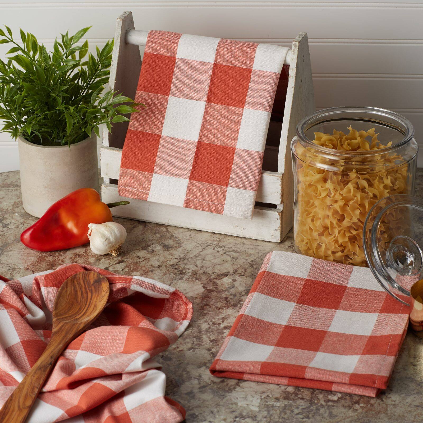 DII&#xAE; Vintage Red Buffalo Check Dish Towels, 3ct.