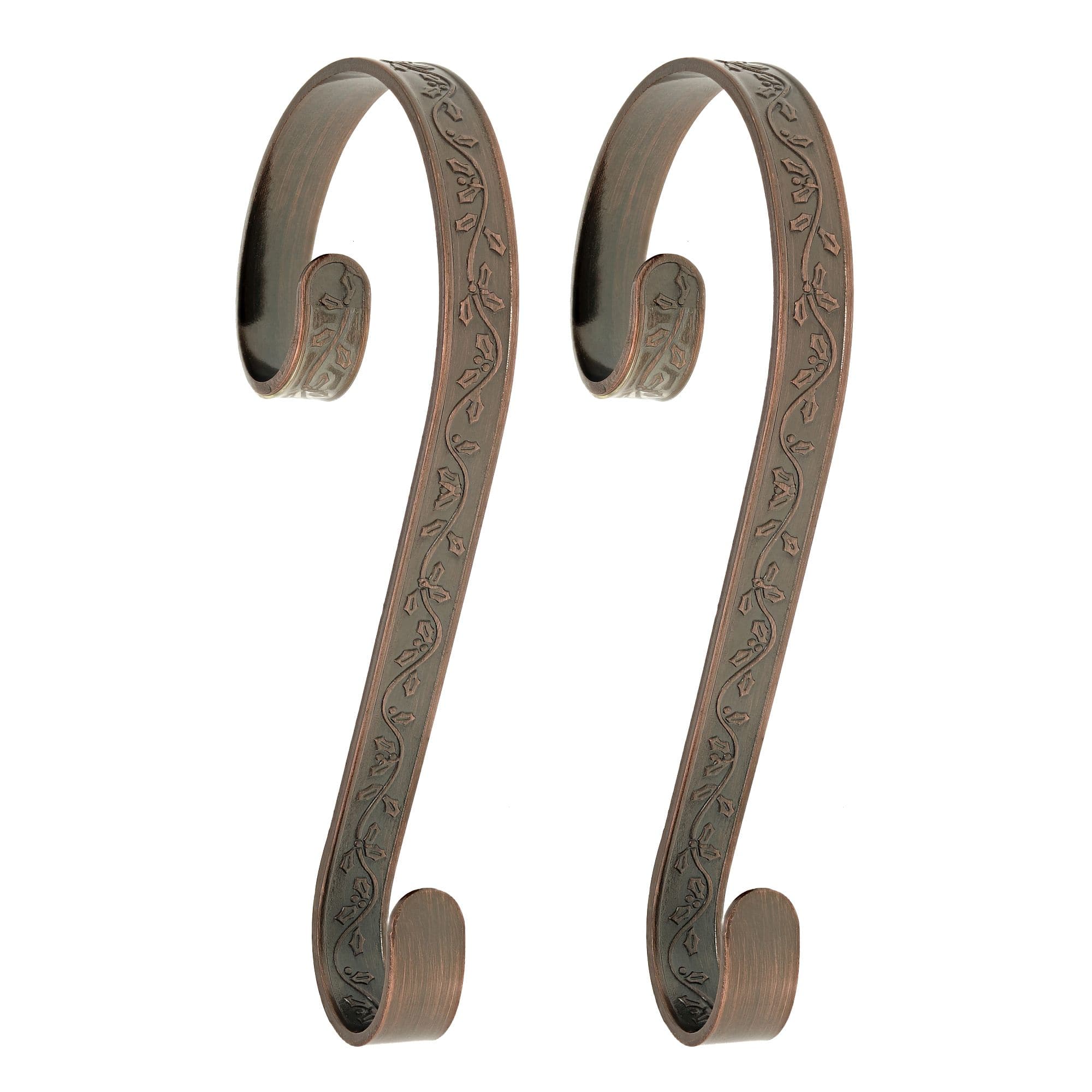 Haute Decor Stocking Scroll® Holly Embossed Oil-Rubbed Bronze Stocking Holders
