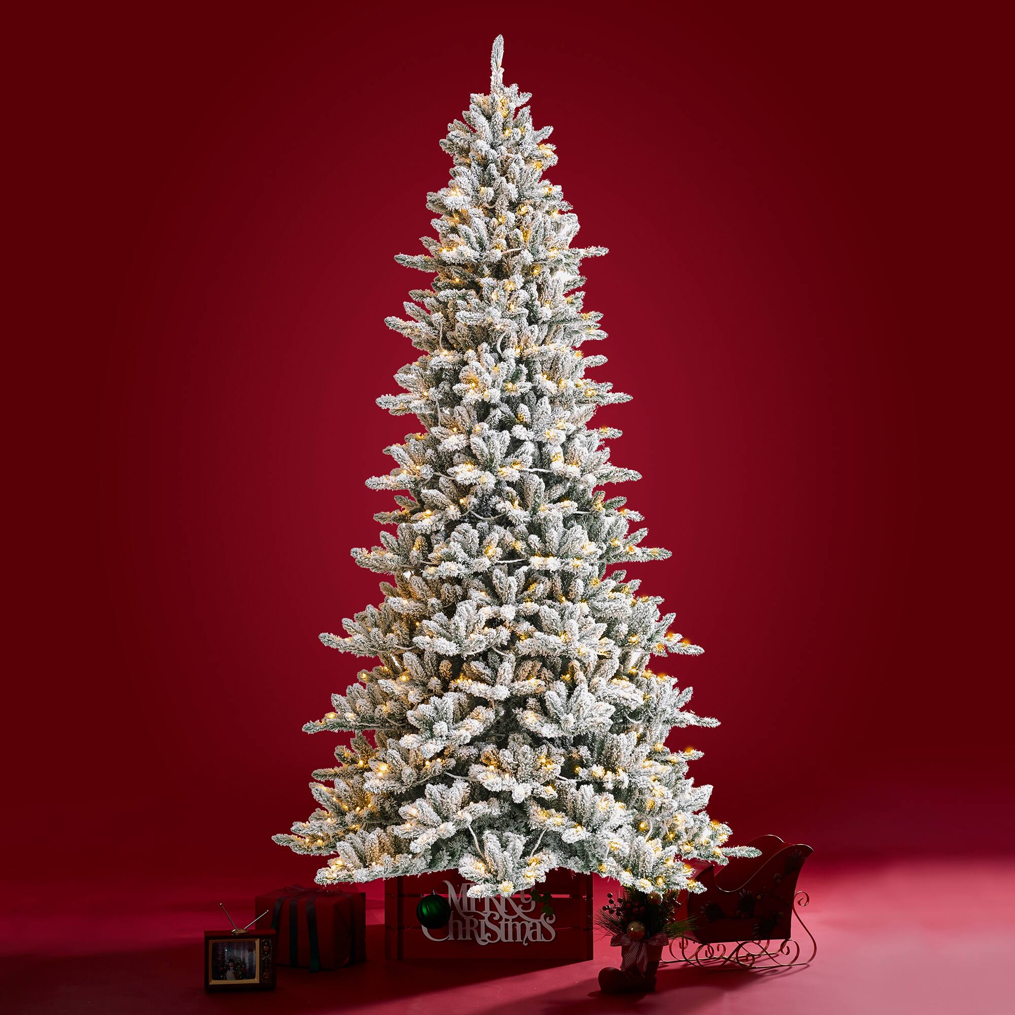 9ft. Pre-Lit Fir Artificial Christmas Tree, Warm White LED Lights