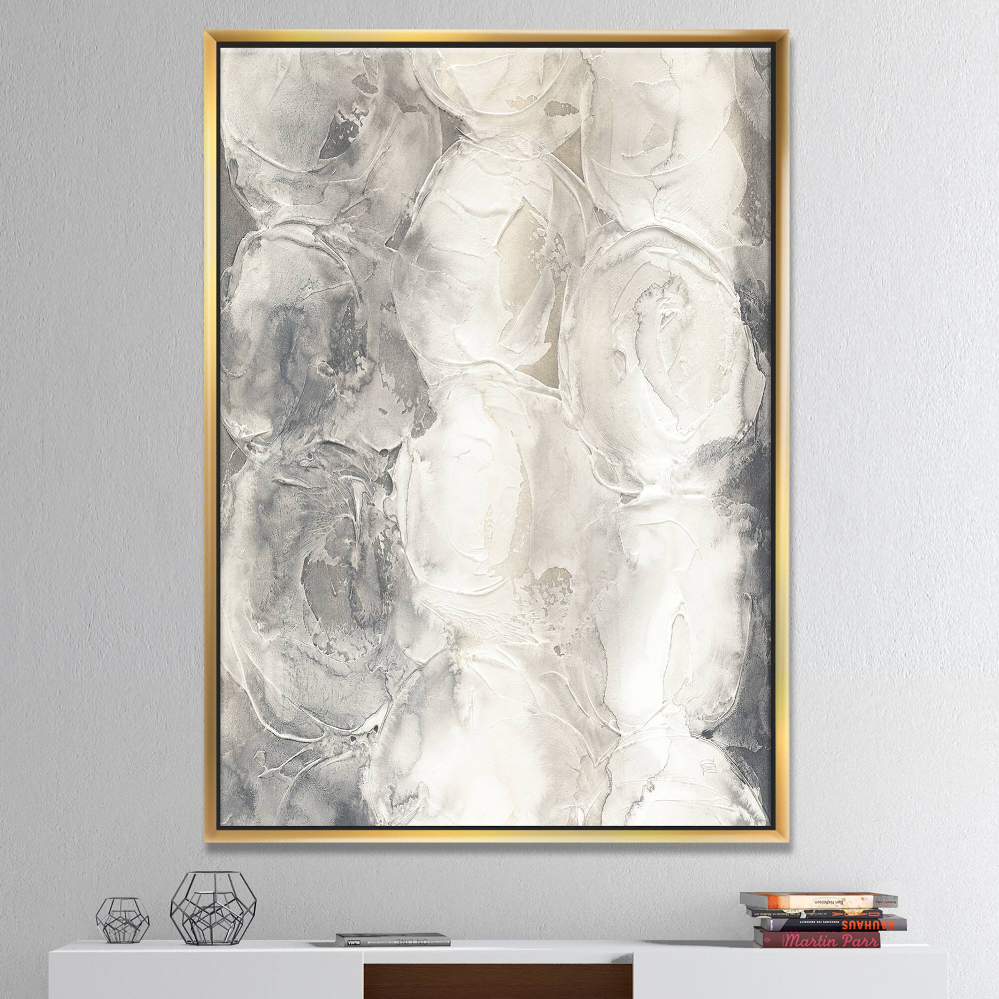 Designart - Gray Circles I - Modern & Contemporary Canvas in Gold Frame