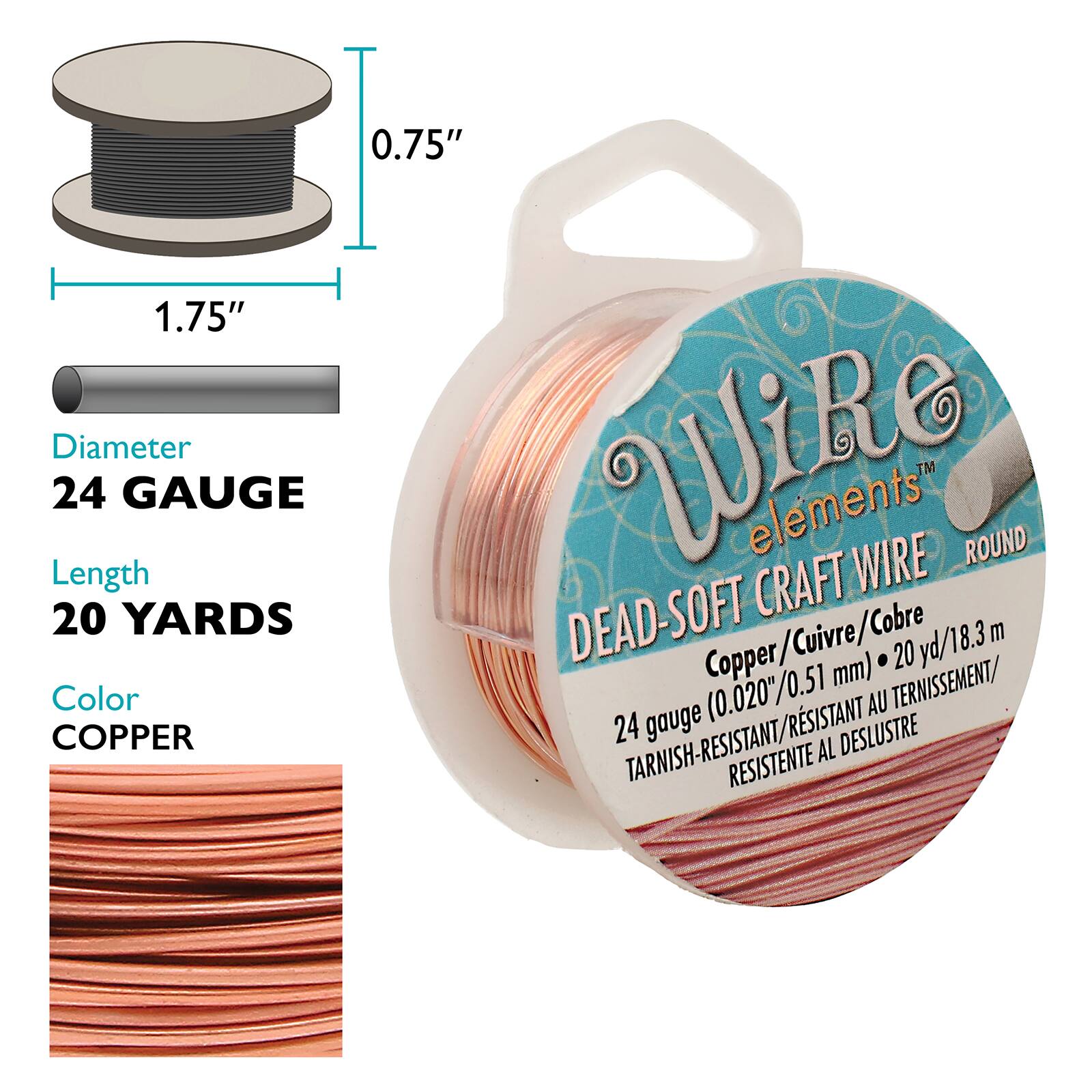 The Beadsmith&#xAE; Wire Elements&#x2122; 24 Gauge Tarnish Resistant Soft Temper Wire, 20yd.
