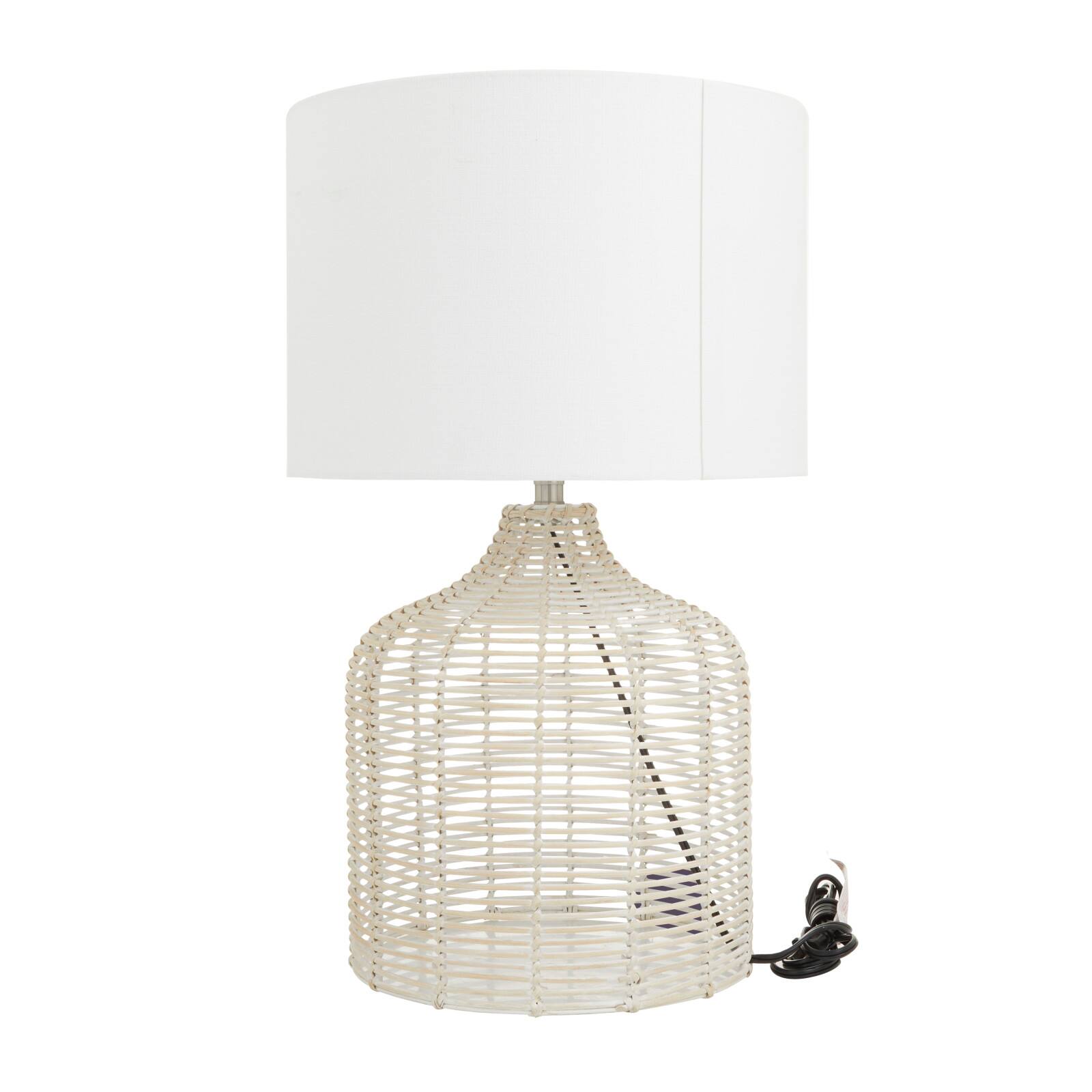 Beige Linen Coastal Table Lamp, 25&#x22; x 15&#x22; x 15&#x22;