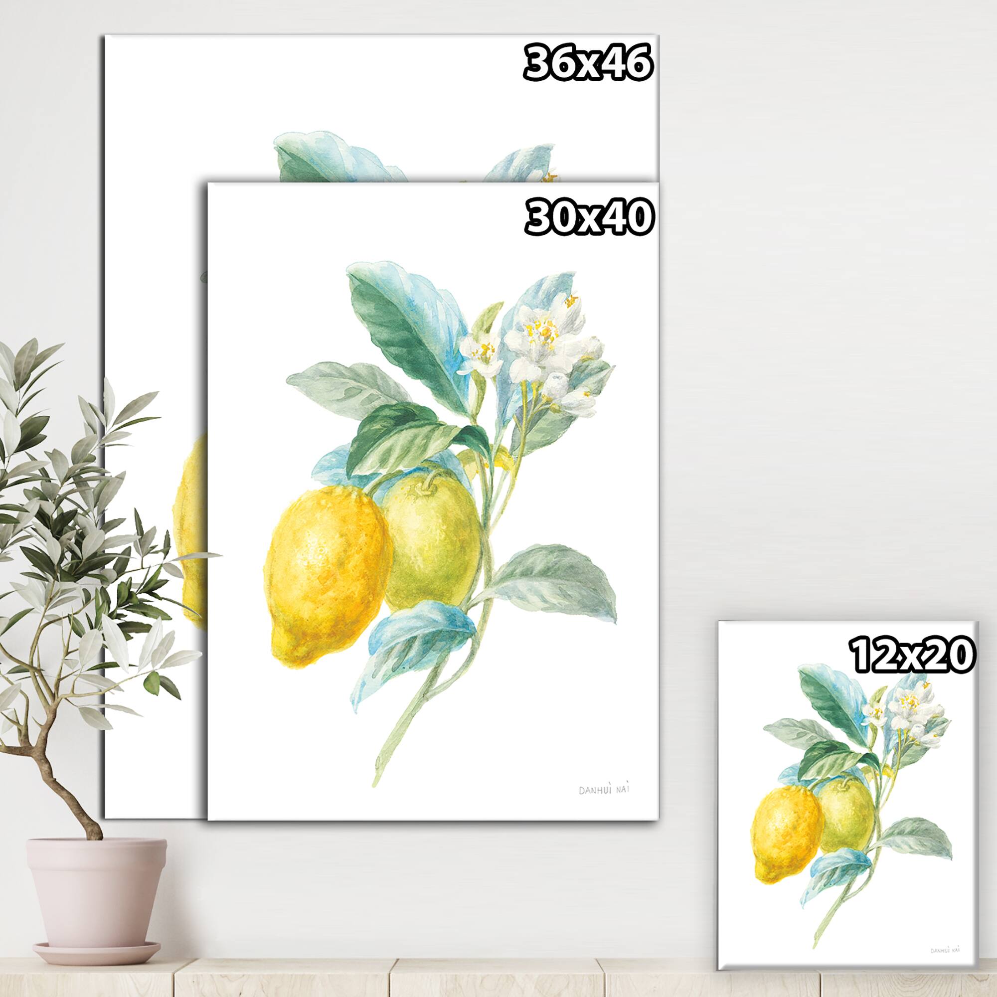 Designart - Floursack Lemon II - Cabin &#x26; Lodge Gallery-wrapped Canvas