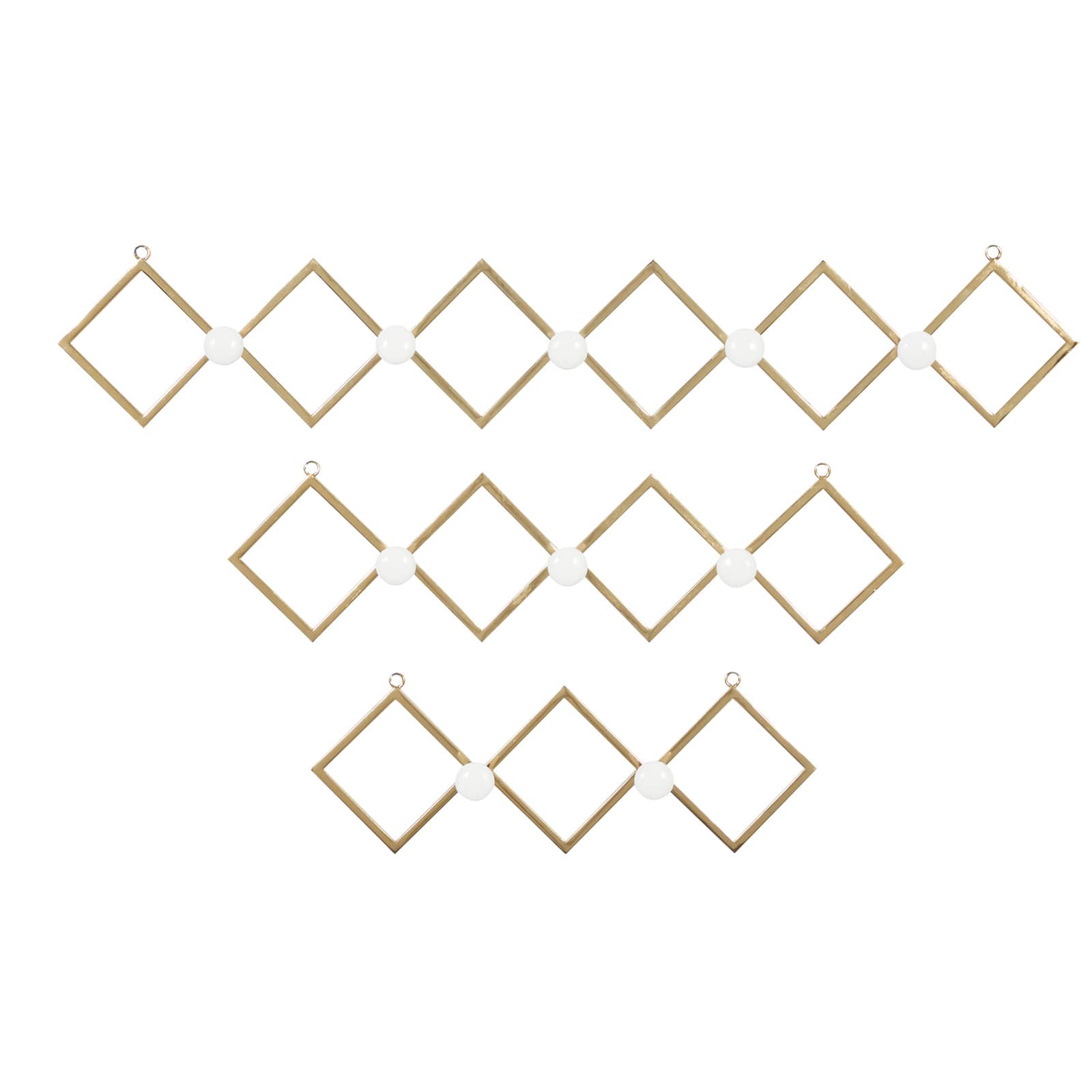 Set of 3 Gold Metal Glam Wall Hook, 17", 22", 33"