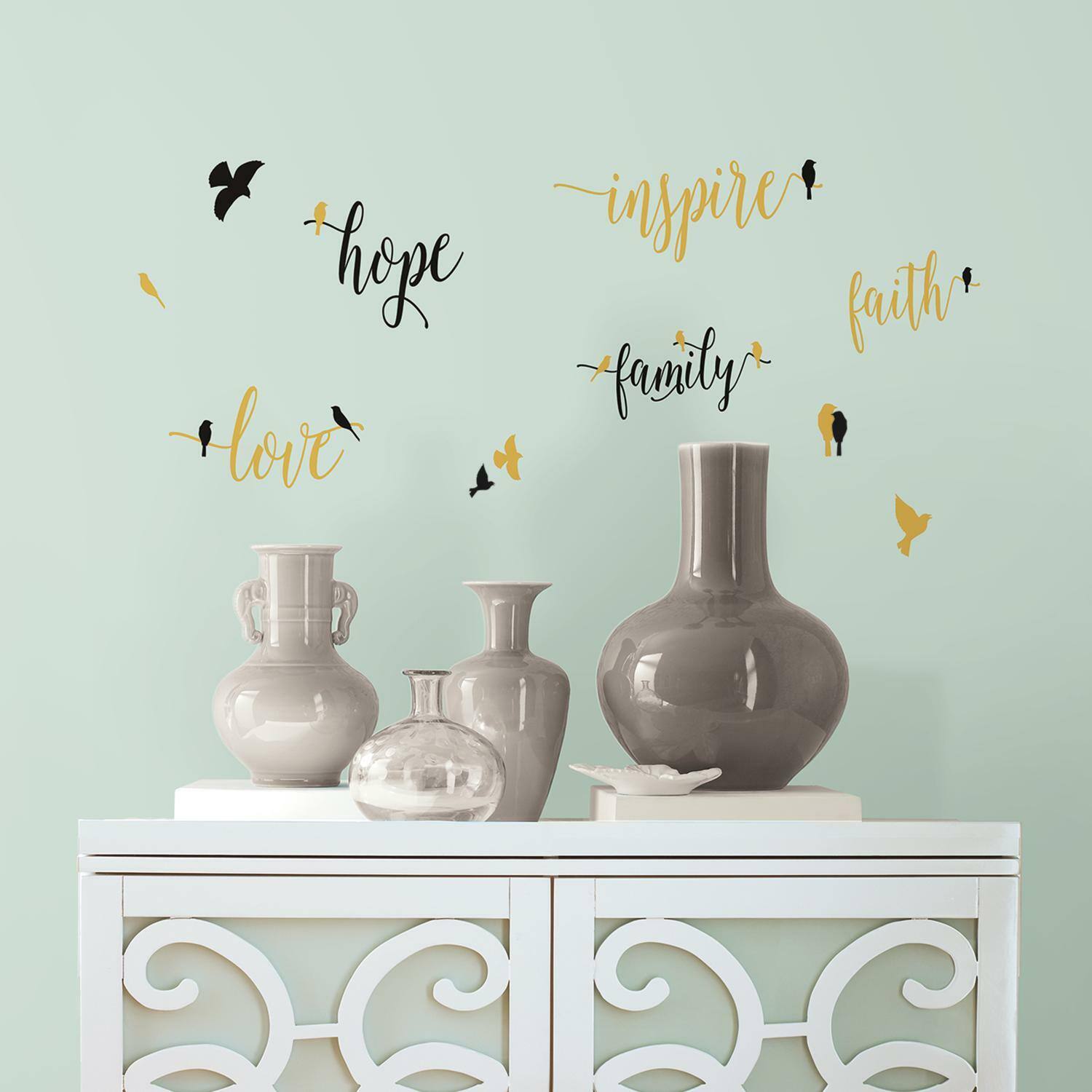 RoomMates Inspirational Words With Birds Peel &#x26; Stick Wall Decals