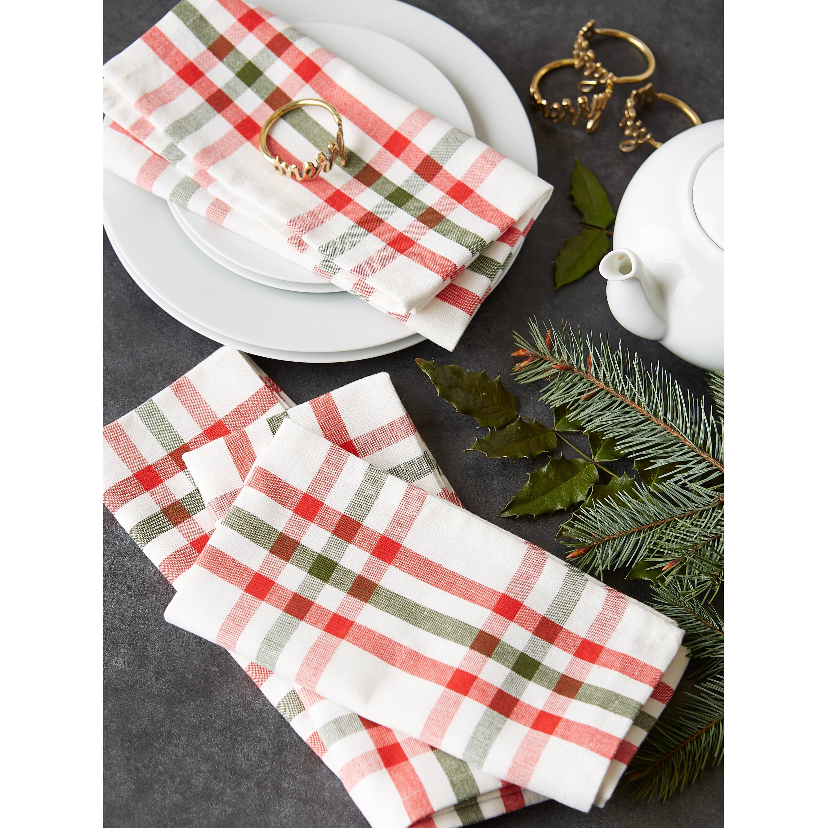 DII® Kitchen & Tabletop Jolly Tree Collection Nutcracker Plaid Napkin Set, 6ct.