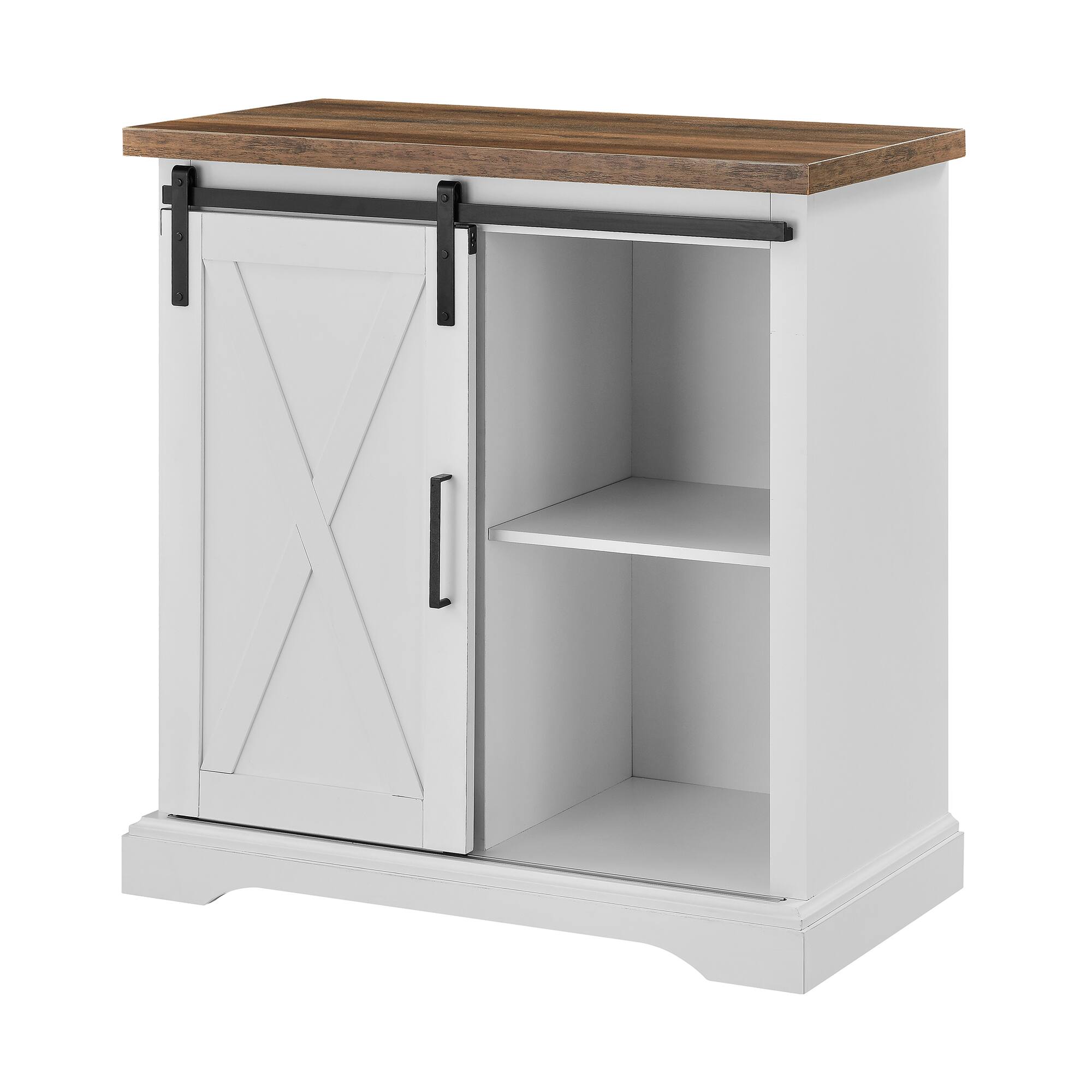 Walker Edison 32&#x22; Solid White Reclaimed Barnwood Rustic Farmhouse Buffet 