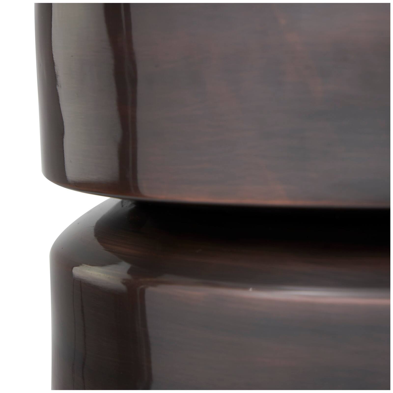 19&#x22; Copper Metal Drum Accent Table