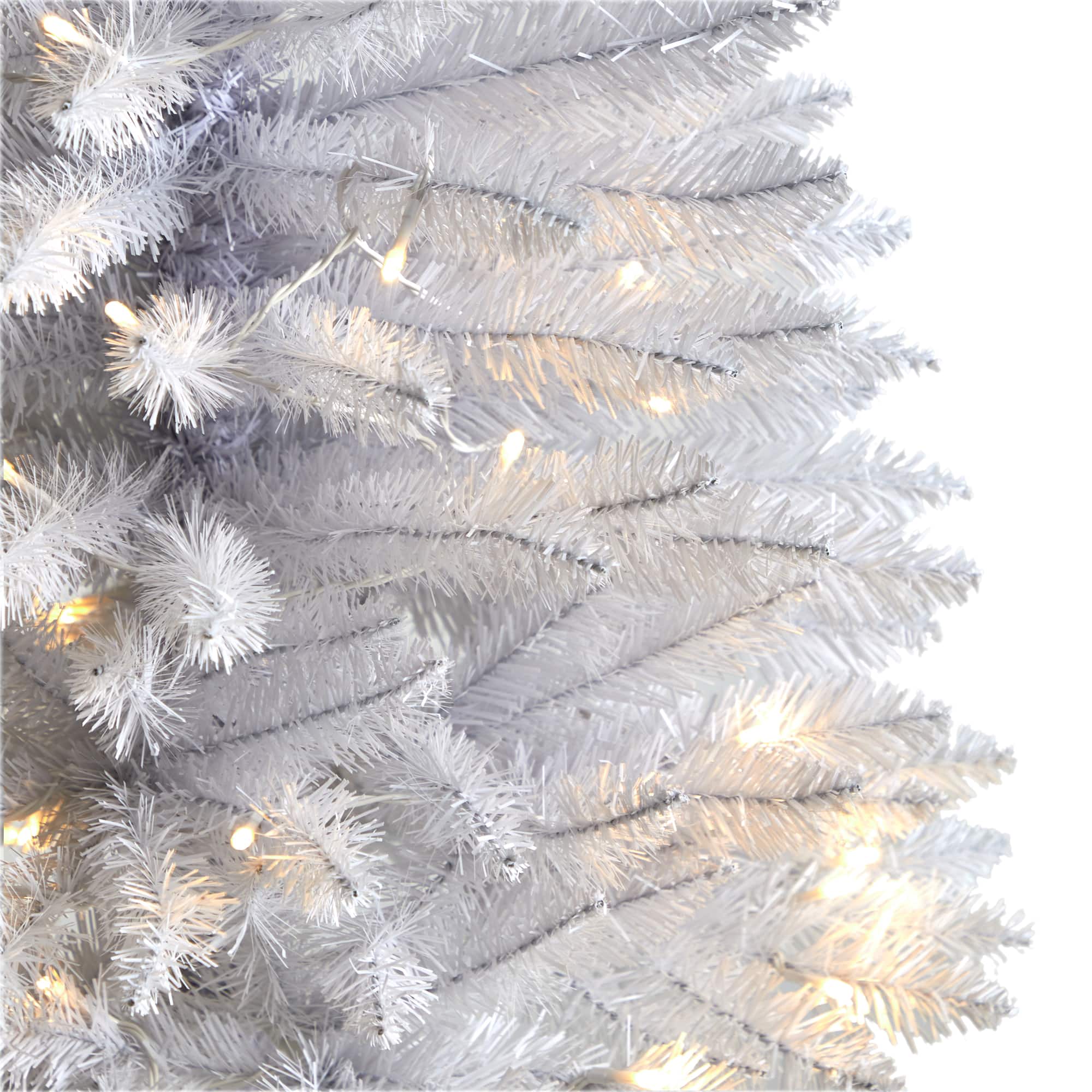 3ft. Pre-Lit White Artificial Christmas Tree, Warm White LED Lights ...