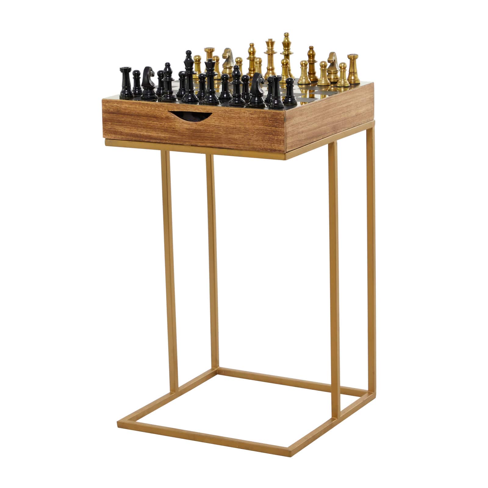 Gold Aluminum Contemporary Accent Table 27 x 17 x 17 By Ivory And Iris