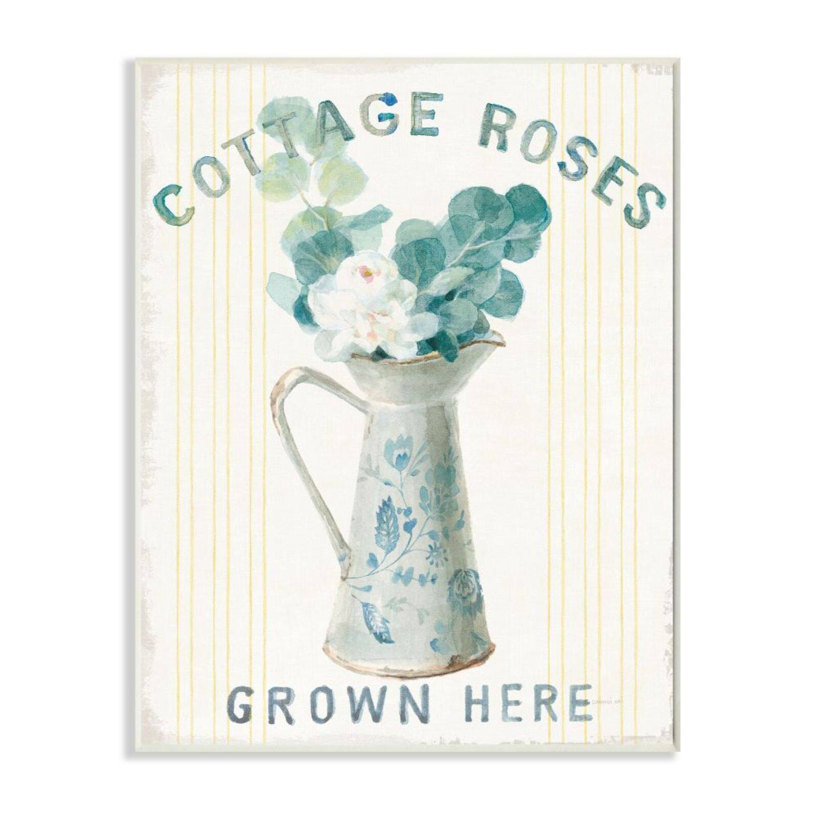 Stupell Industries Off-White Blue & Yellow Country Roses in Milk Tin Wall Plaque