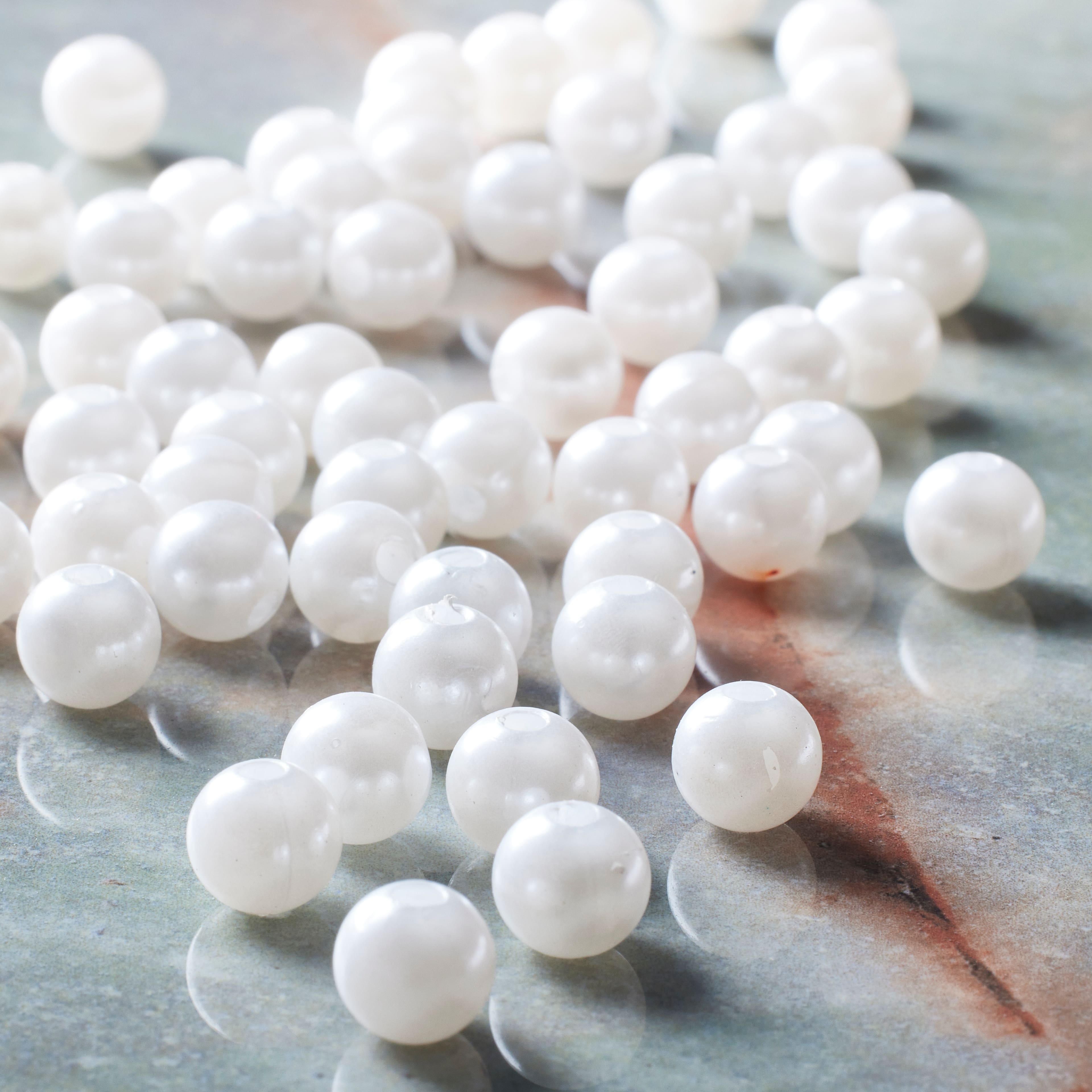 12 Pack: White Pearl Round Beads by Bead Landing™
