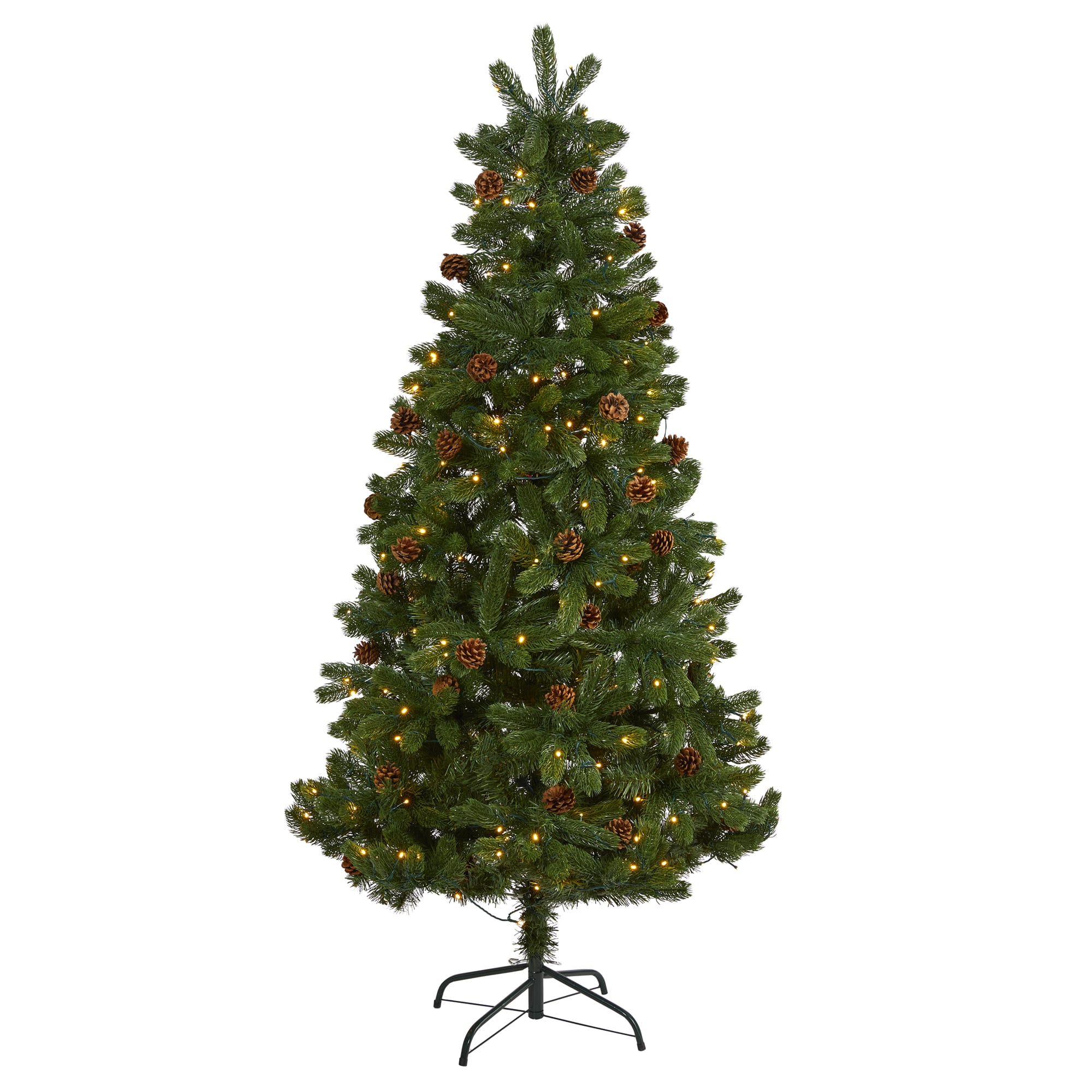 6ft. Pre-Lit Rocky Mountain Spruce & Pinecone Artificial Christmas Tree, Clear LED Lights