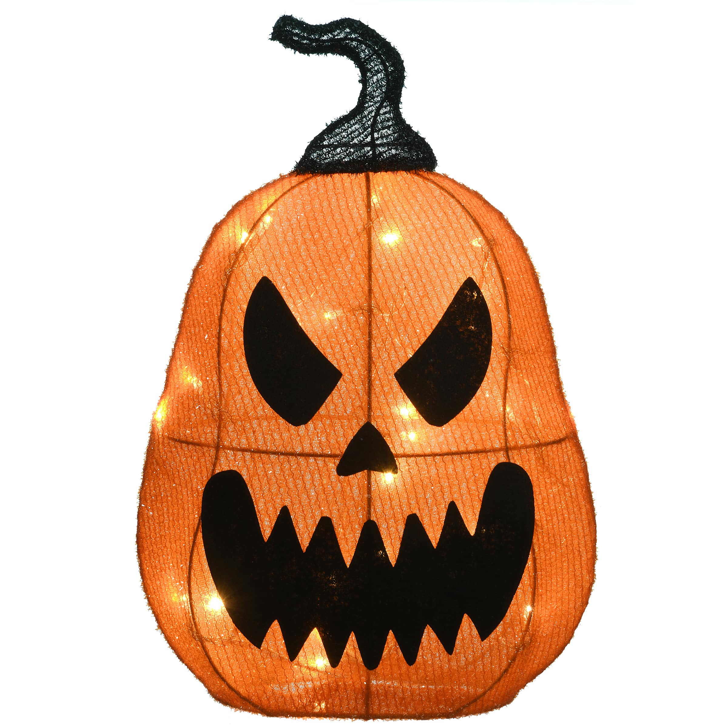 16" Orange LED Scary Jack-O-Lantern Halloween Decor
