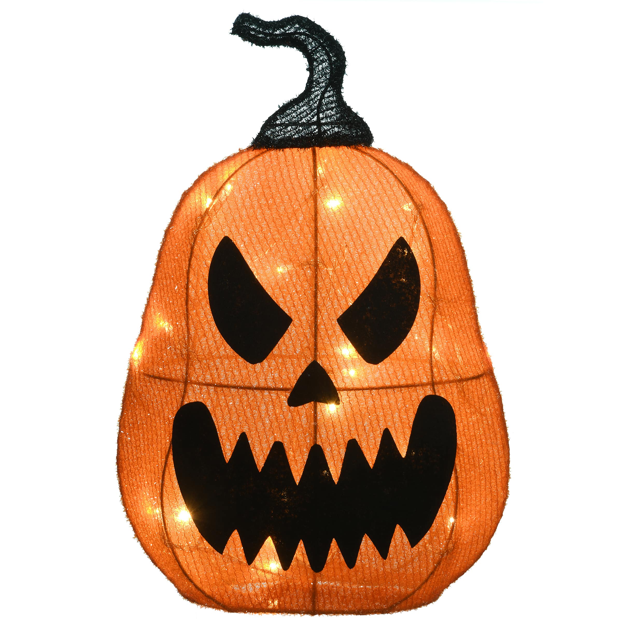 16&#x22; Orange LED Scary Jack-O-Lantern Halloween Decor