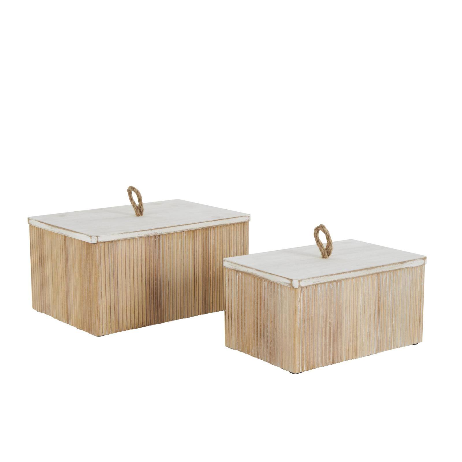 Cream Ribbed Storage Decorative Box Set with White Lids