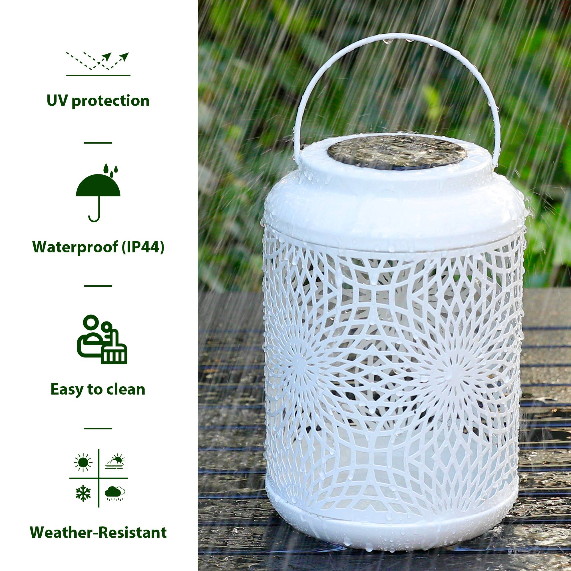 Glitzhome® 9" Cutout Metal Solar Powered Outdoor Hanging Lantern