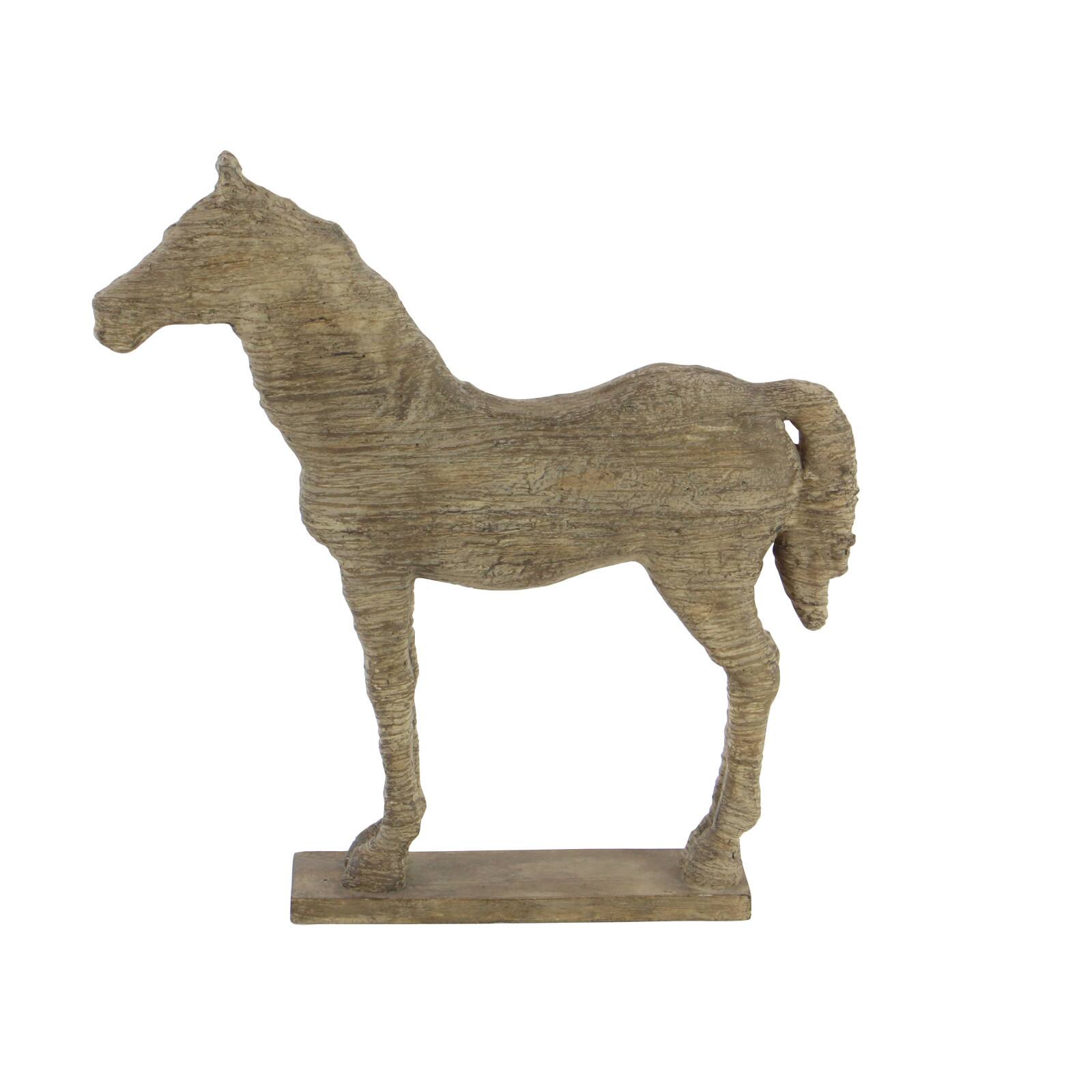 19&#x22; Beige Polystone Vintage Horse Sculpture