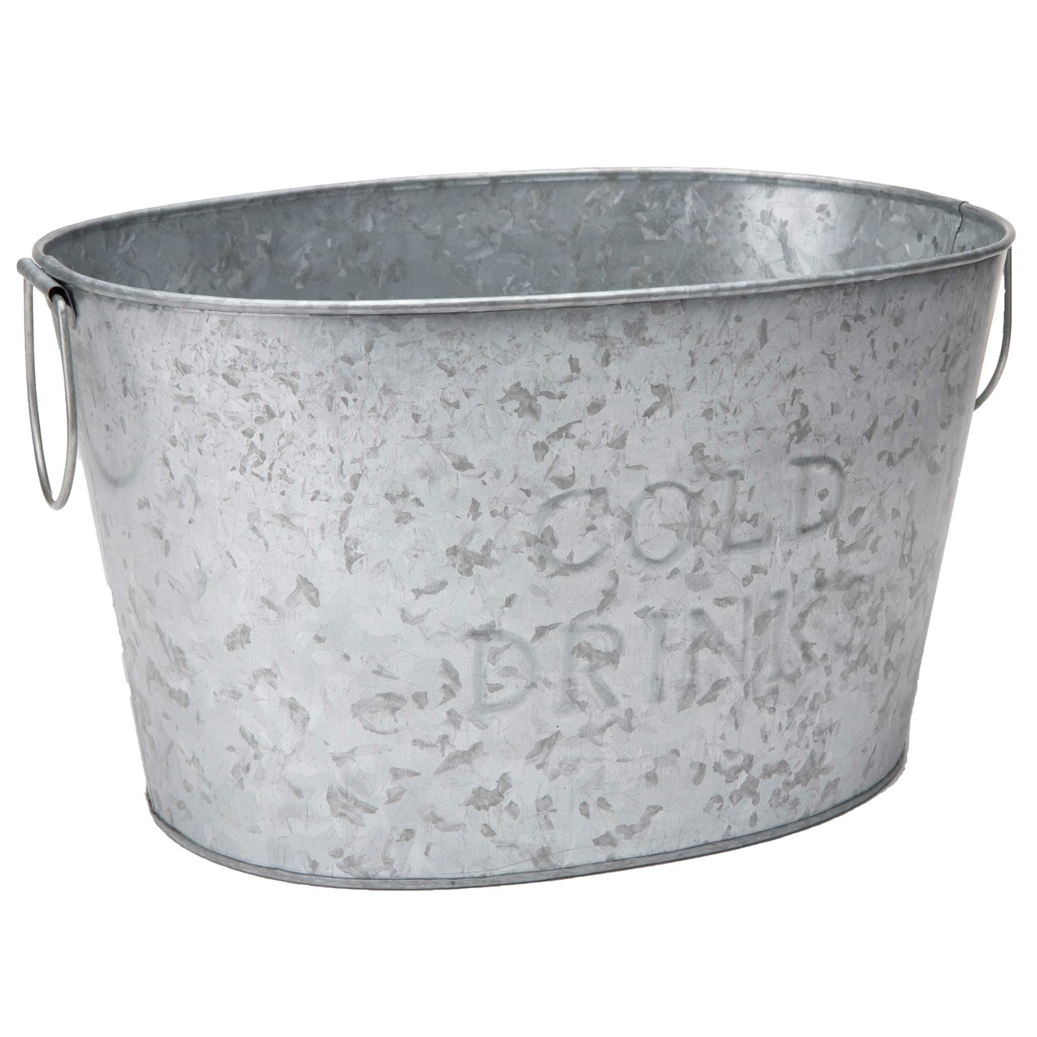 Mind Reader 9.5&#x27;&#x27; Small Round Galvanized Steel Beverage Tub with Handles