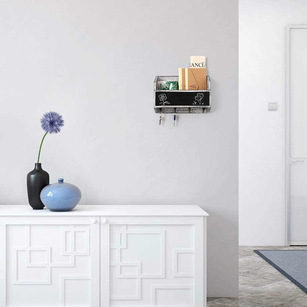 NEX&#x2122; Wall Mount Mail &#x26; Key Holder Organizer with Chalkboard Surface