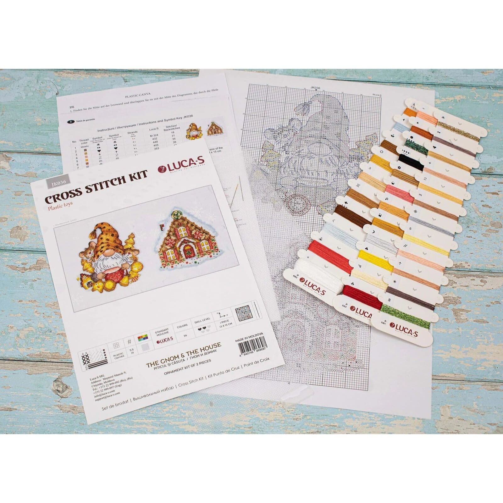 Luca-s The Gnom & The House Plastic Canvas Counted Cross Stitch Kit