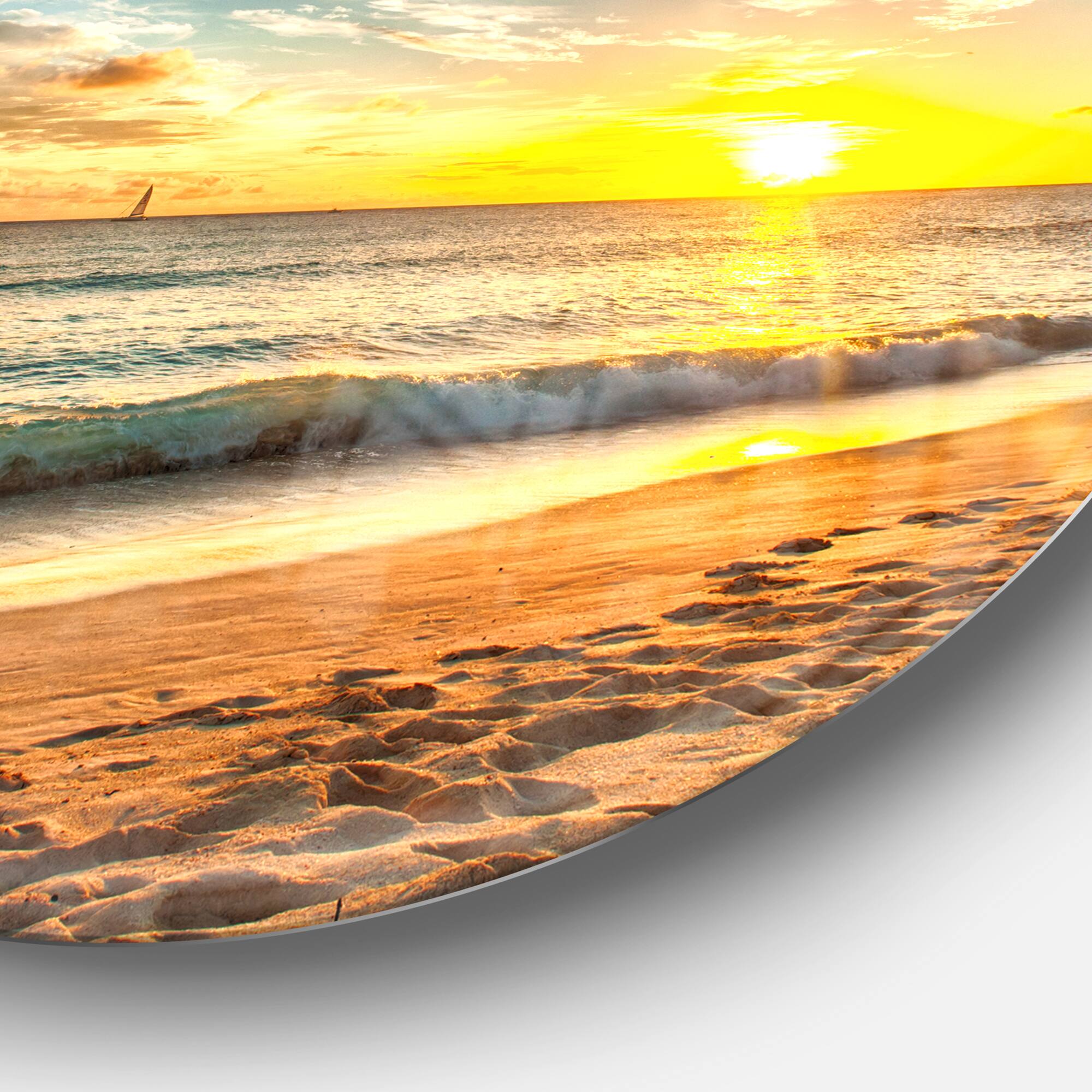 Designart - White Beach in Island of Barbados' Seascape Metal Artwork