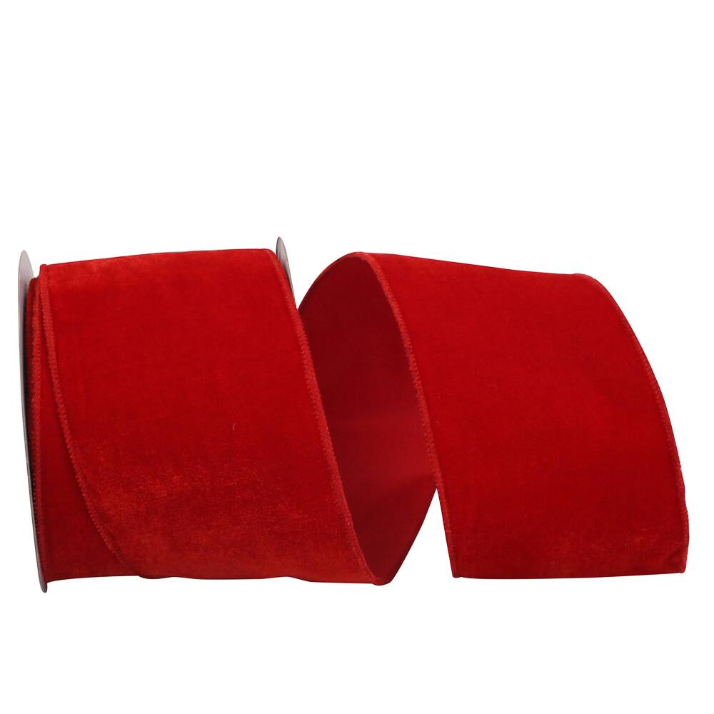 JAM Paper 4&#x22; x 10yd. Regal Red Wired Plush Velvet Ribbon