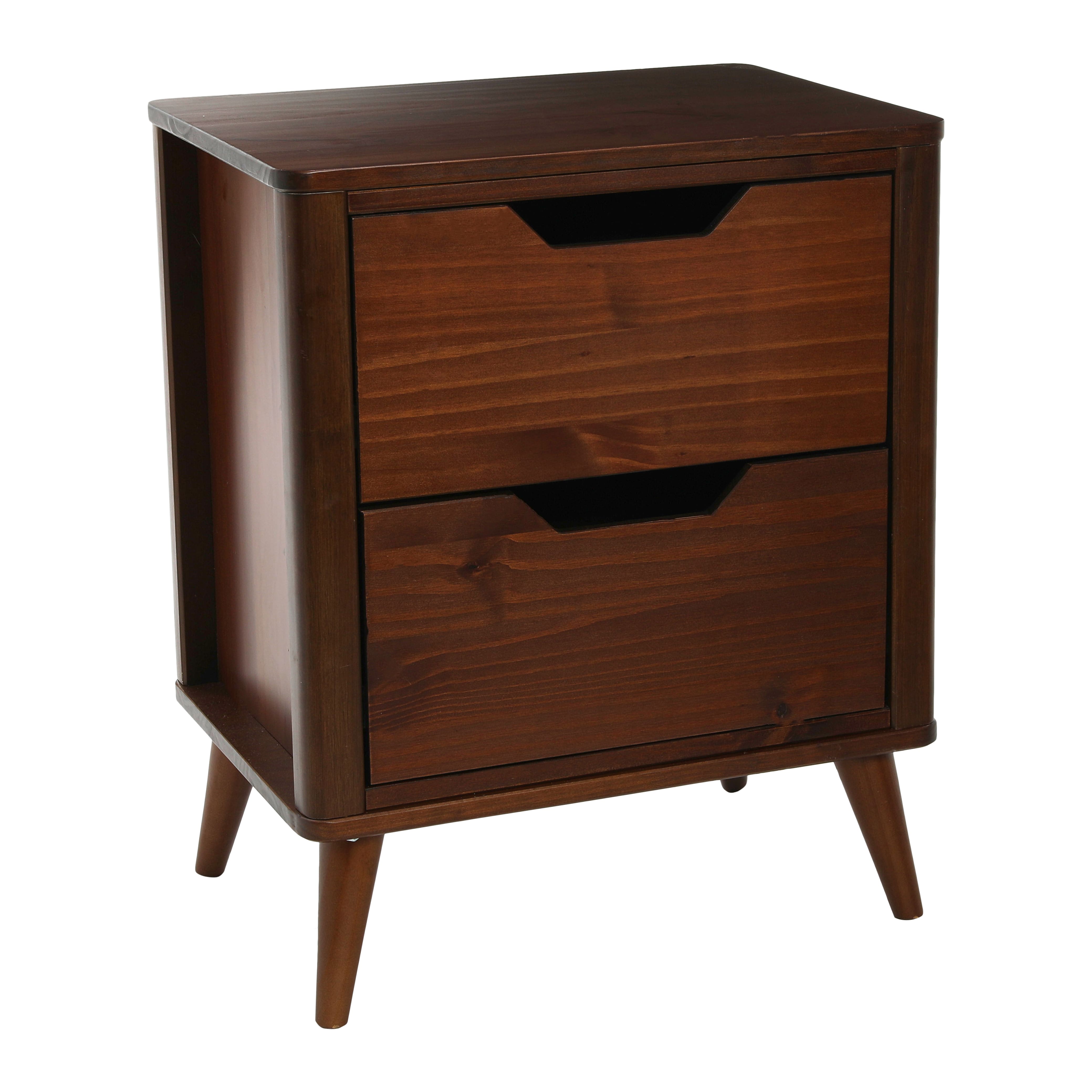 Hello Honey&#xAE; 26&#x22; Yume Mid Century Modern Solid Wood Nightstand with 2 Storage Drawers