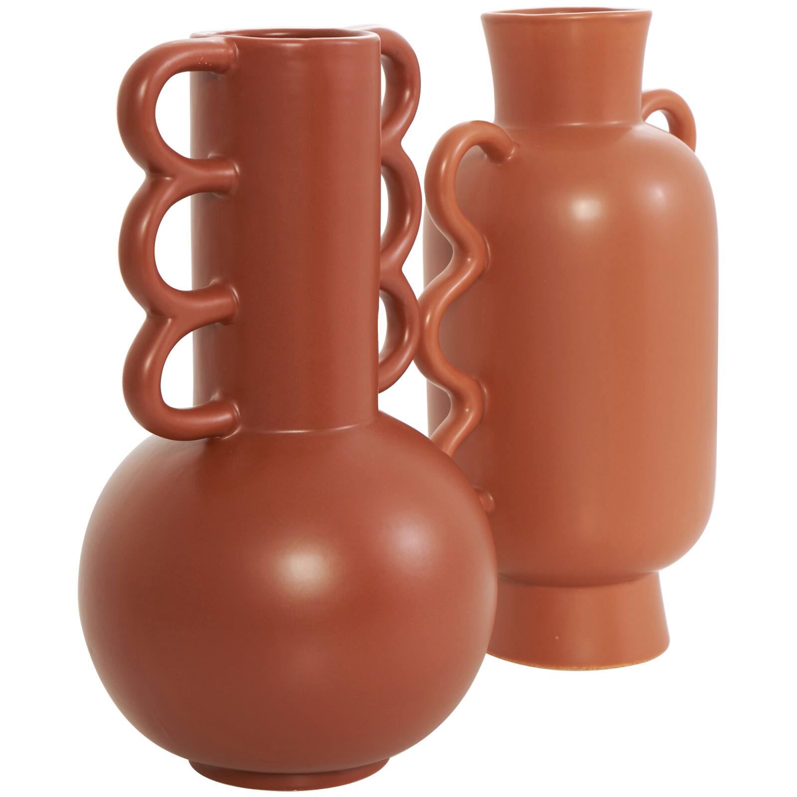 CosmoLiving by Cosmopolitan Geometric Wavy Handles Ceramic Vase Set