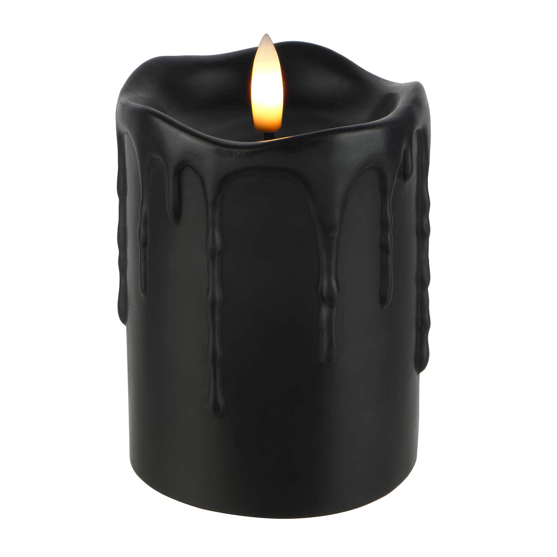 3&#x22; x 4&#x22; Black Dripping LED Wax Pillar Candle by Ashland&#xAE;