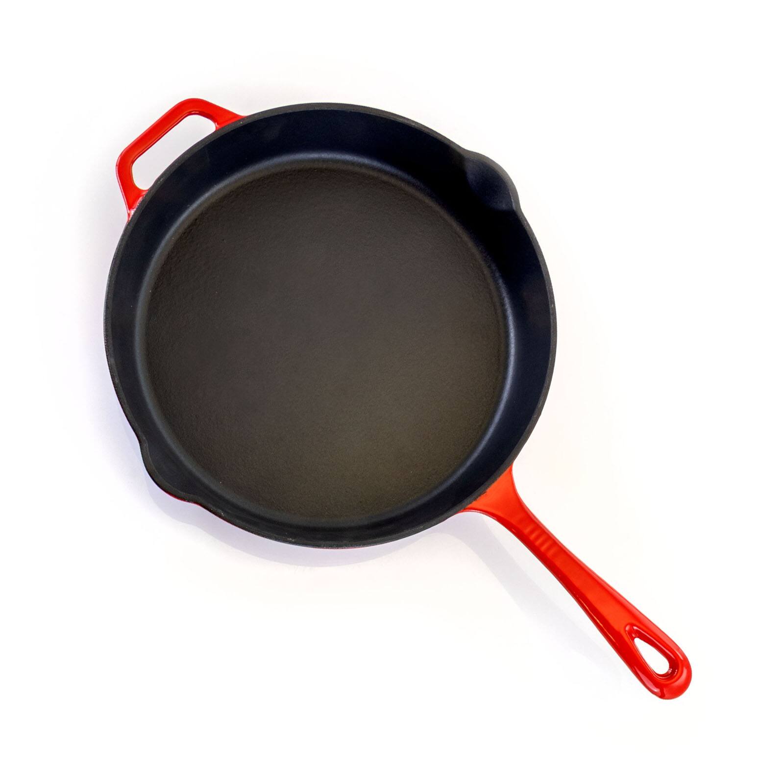 MegaChef 12" Round Red Enamel Cast Iron Skillet