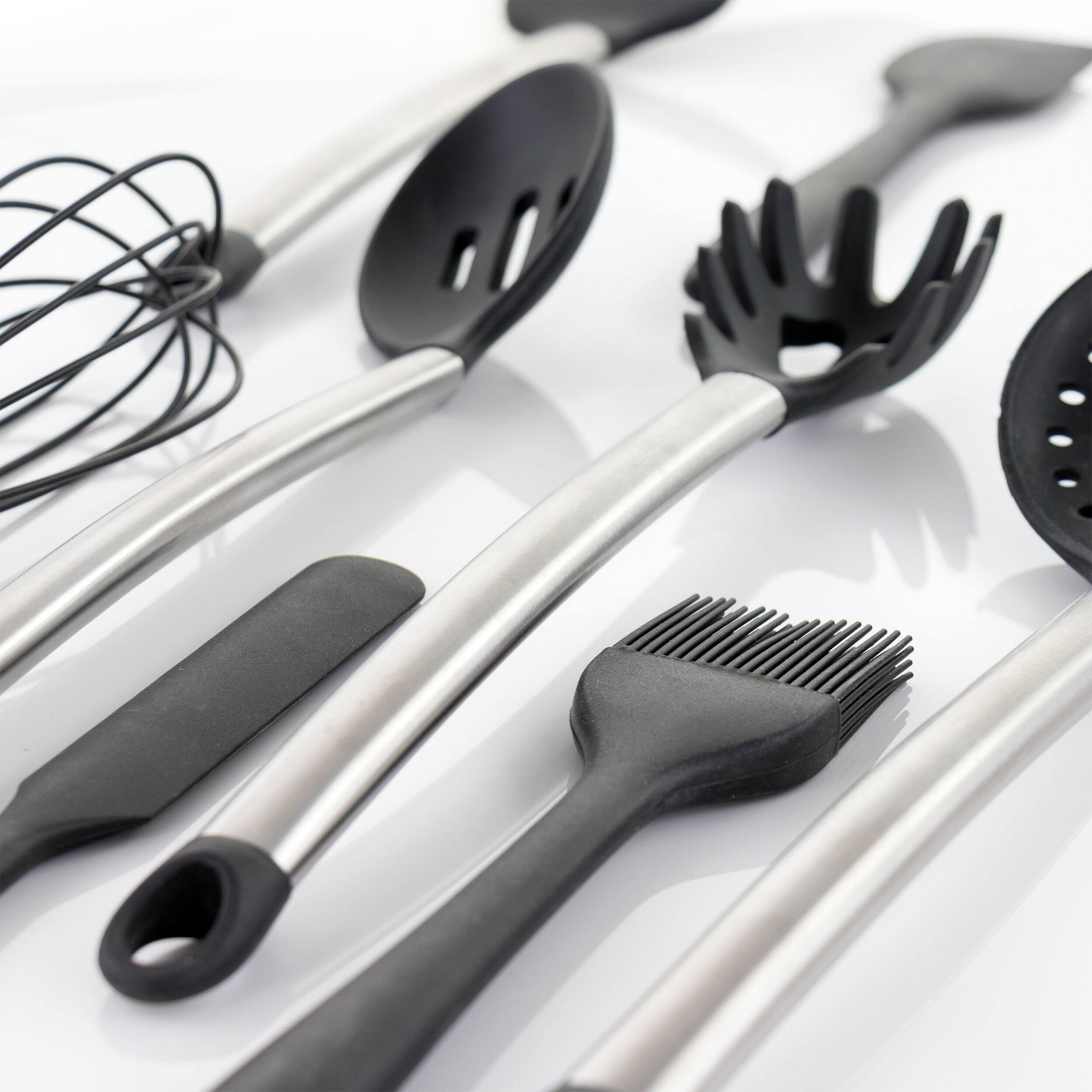 MegaChef Gray Silicone &#x26; Stainless Steel Cooking Utensils Set, 14ct.