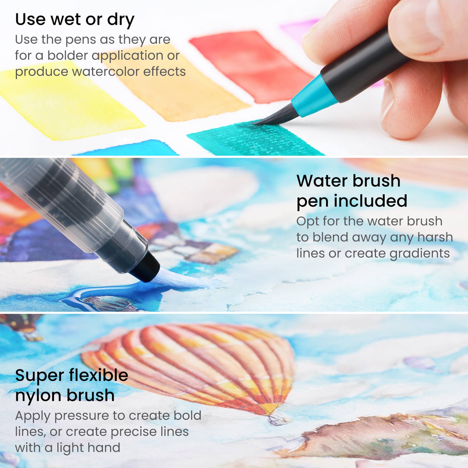 Arteza&#xAE; Bright Tones Real Brush Pens&#xAE; &#x26; Water Brush Pen Set