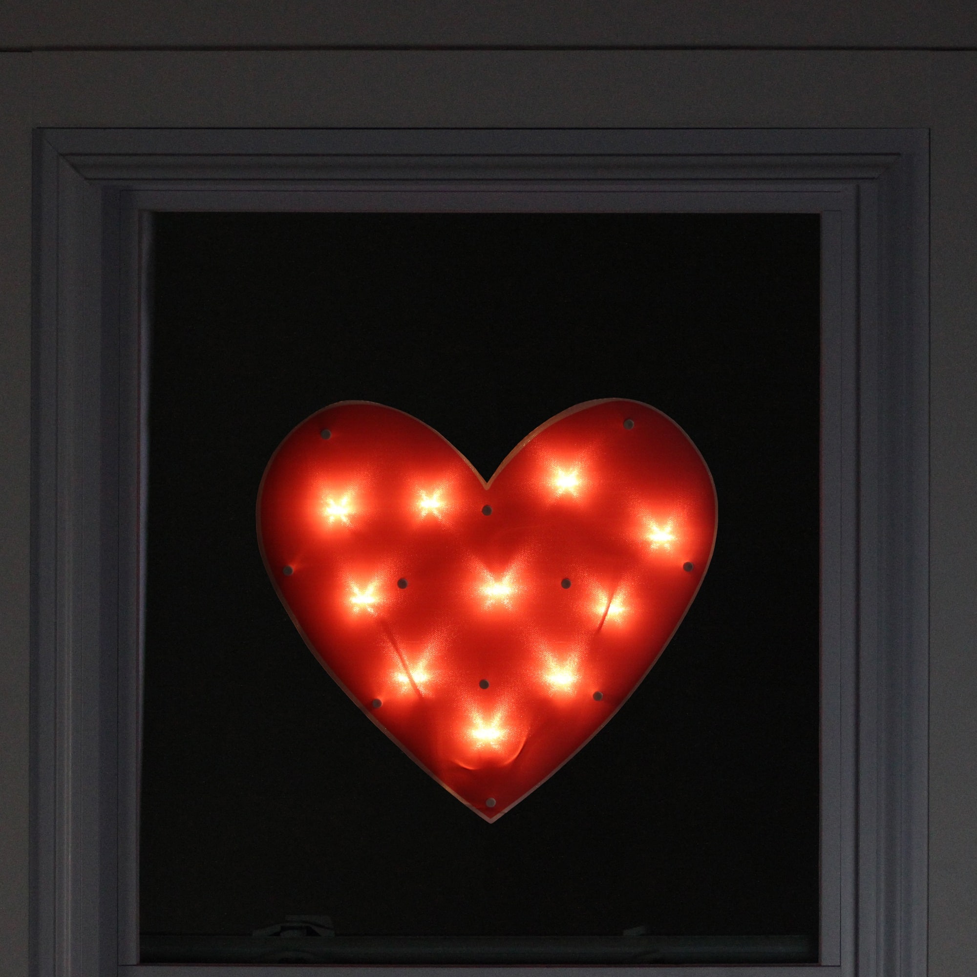 14&#x22; Lighted Red Heart Window Silhouette Decoration