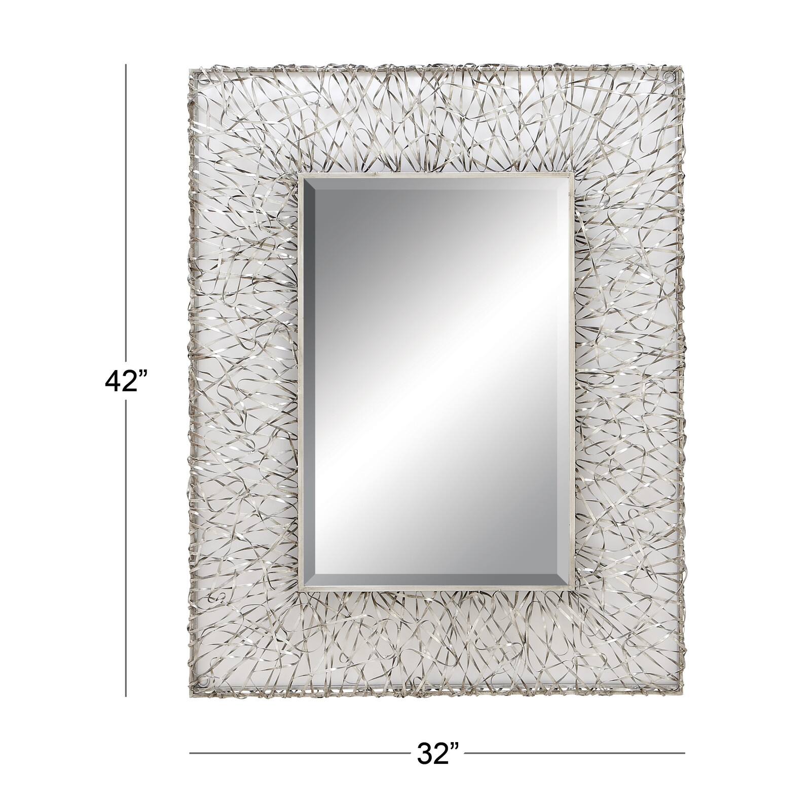 43&#x22; Silver Industrial Metal Wall Mirror