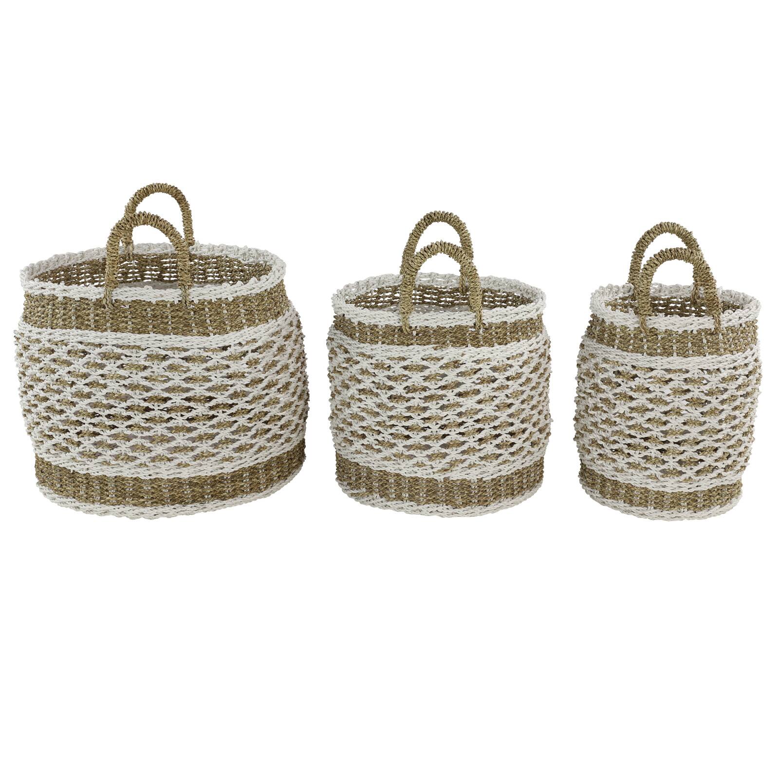 Brown Plastic Vintage Storage Basket Set