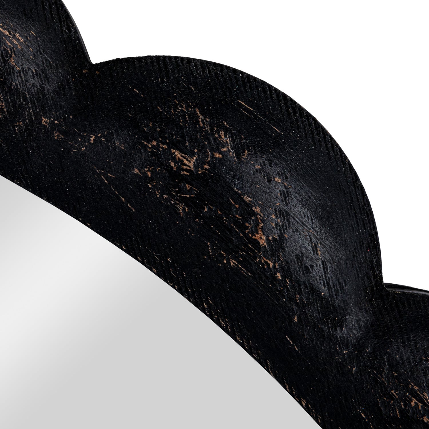 Hello Honey® 27" Black Round Scalloped Wood Wall Mirror