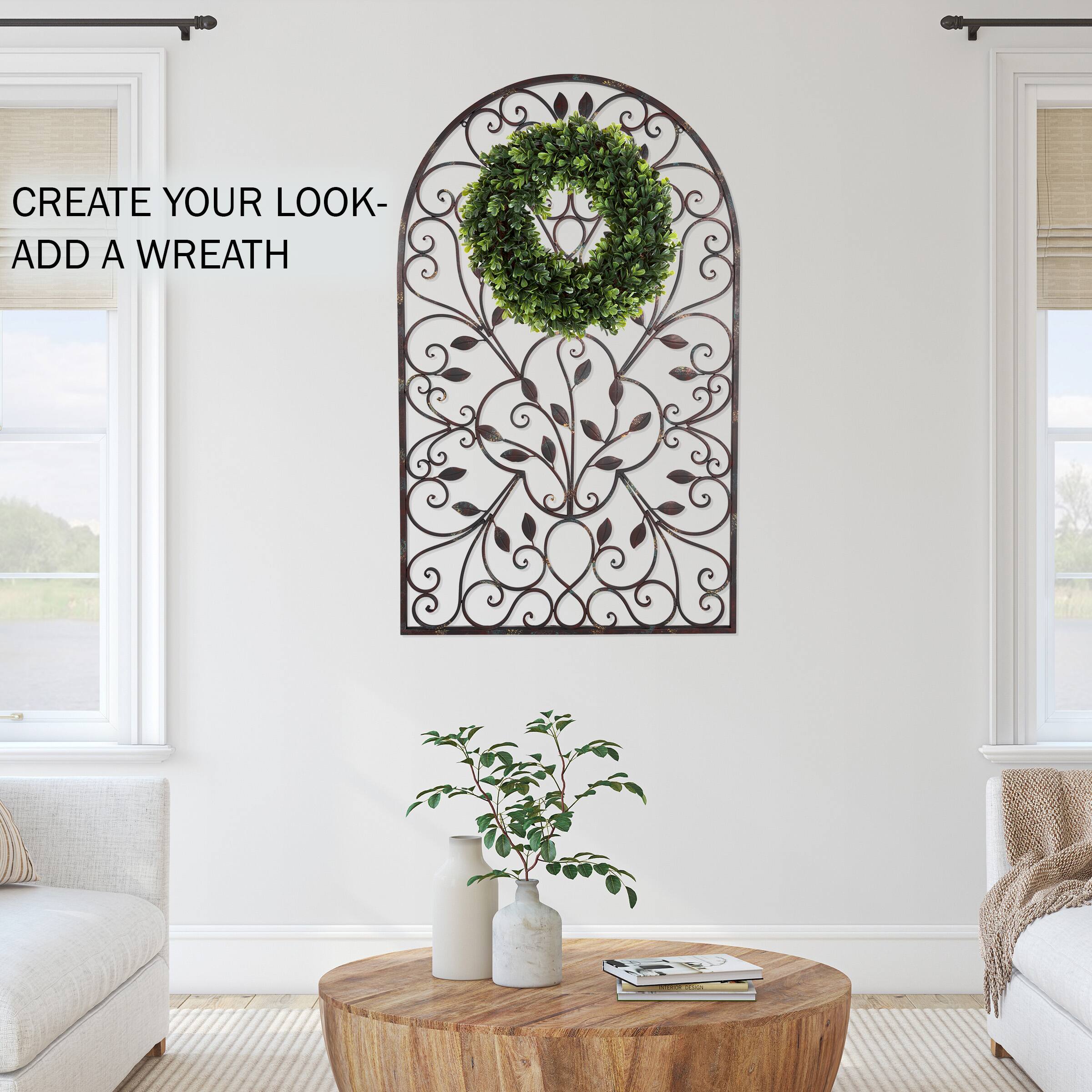Hastings Home 49&#x22; Iron Arched Window Panel Wall D&#xE9;cor