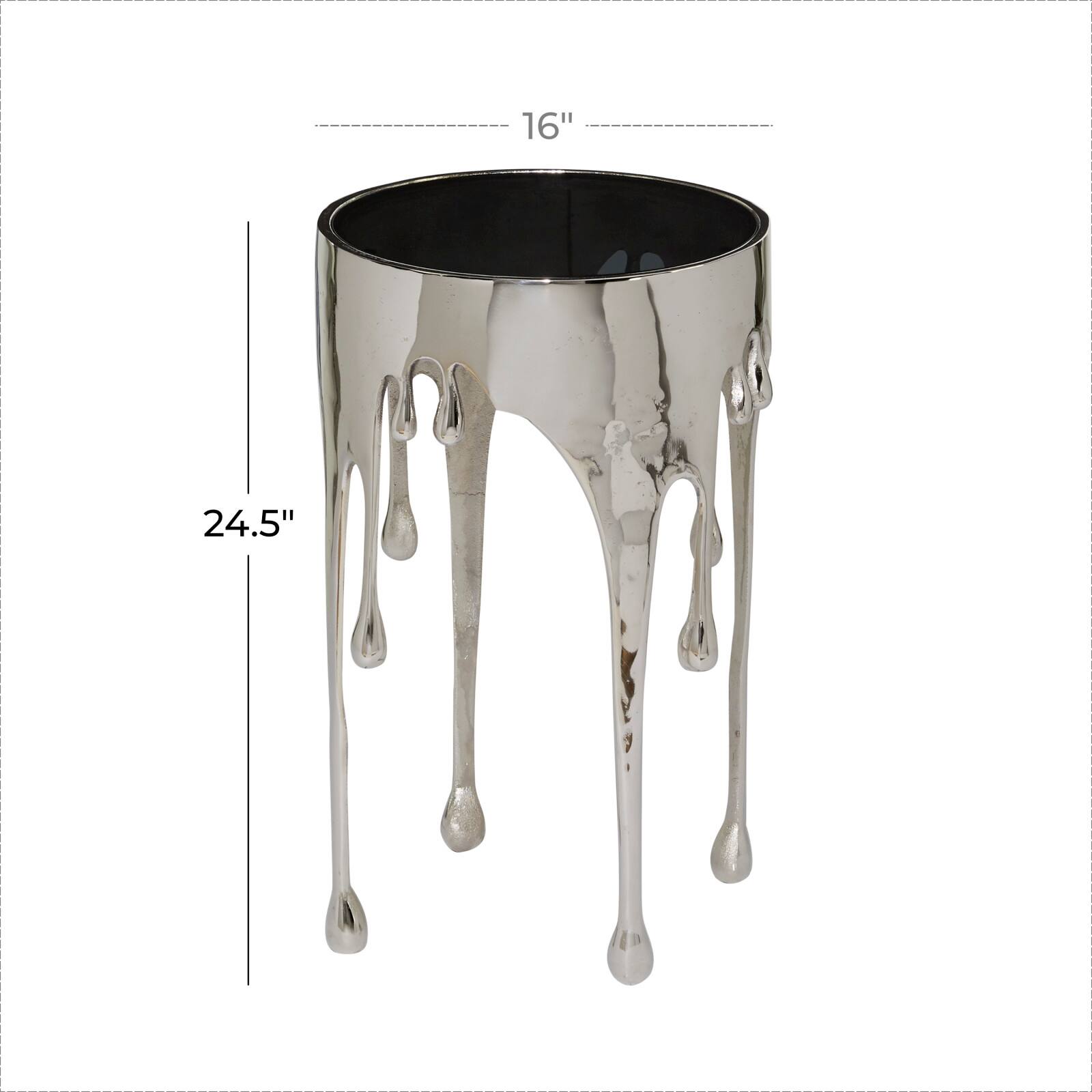 24&#x22; Silver Contemporary Aluminum Accent Table