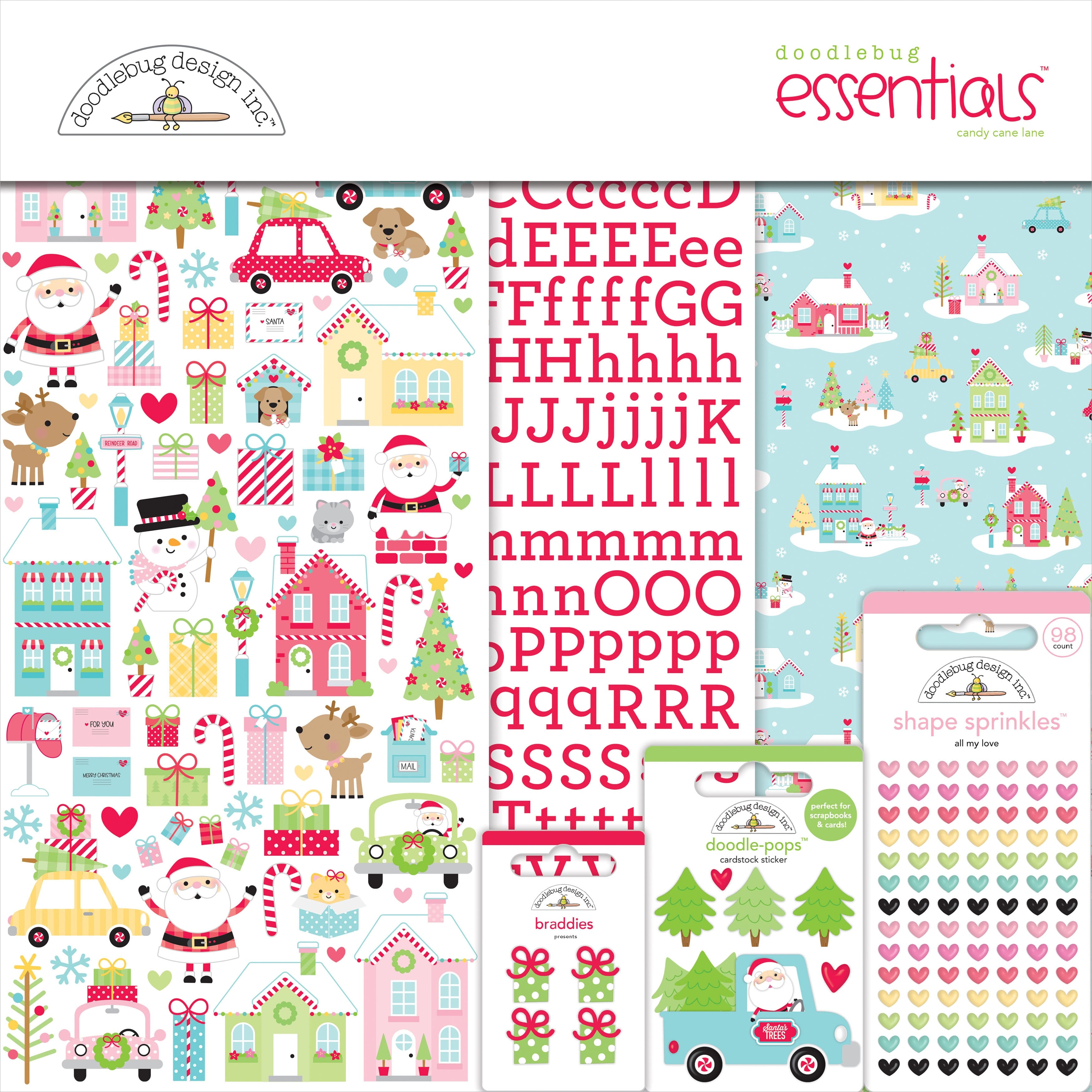 Doodlebug Essentials Candy Cane Lane Page Kit, 12&#x22; x 12&#x22;