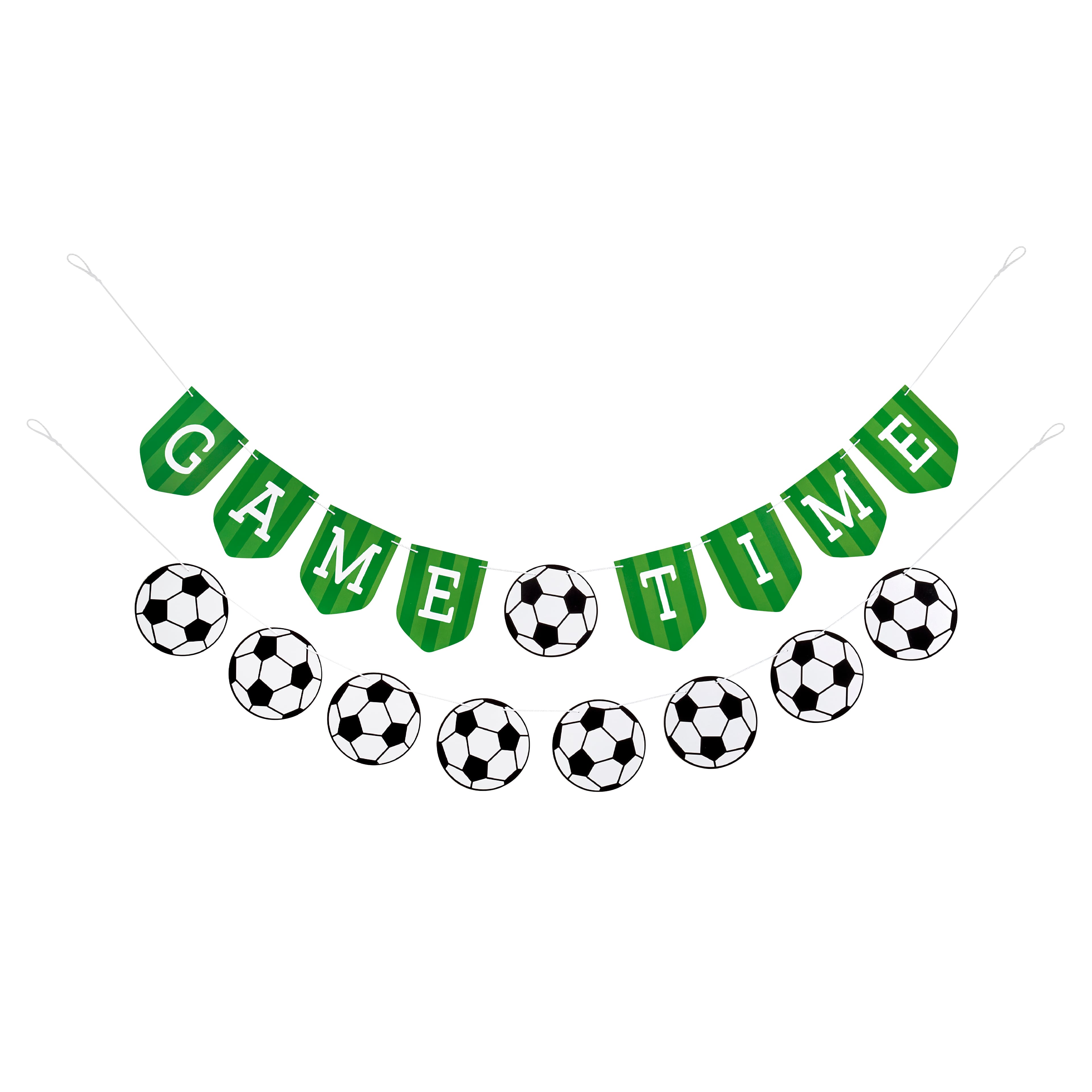 5ft. Green, Black &#x26; White Game Time Soccer Banner Set by Celebrate It&#x2122;