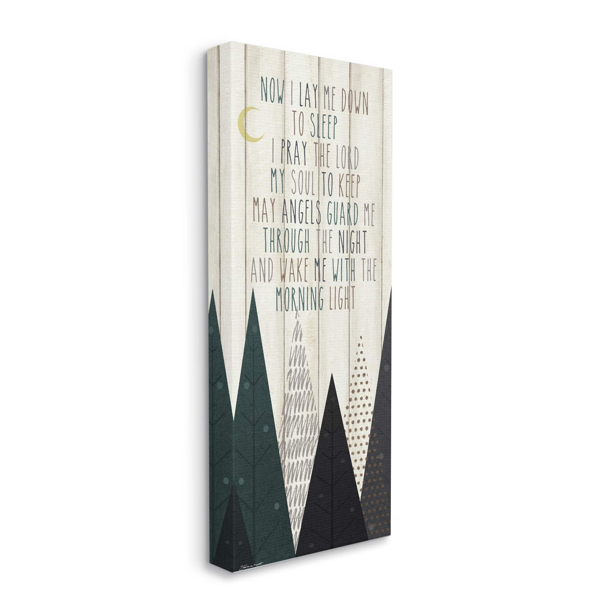 Stupell Industries Lay Me Down To Sleep Quote Triangle Tree Forest Canvas Wall Art